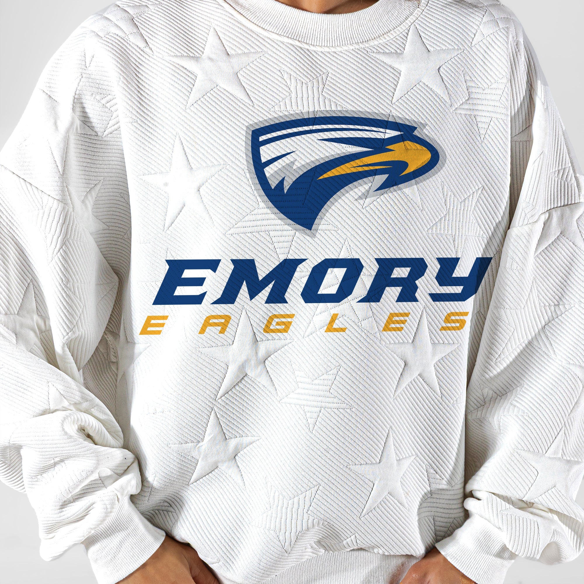 EMORY EAGLES BIG PLAY ENERGY EMBOSSED STAR CREWNECK