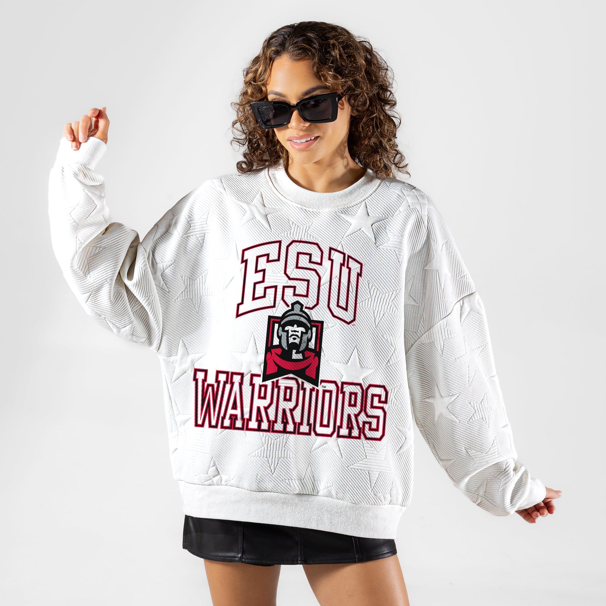 ESU WARRIORS BIG PLAY ENERGY EMBOSSED STAR CREWNECK