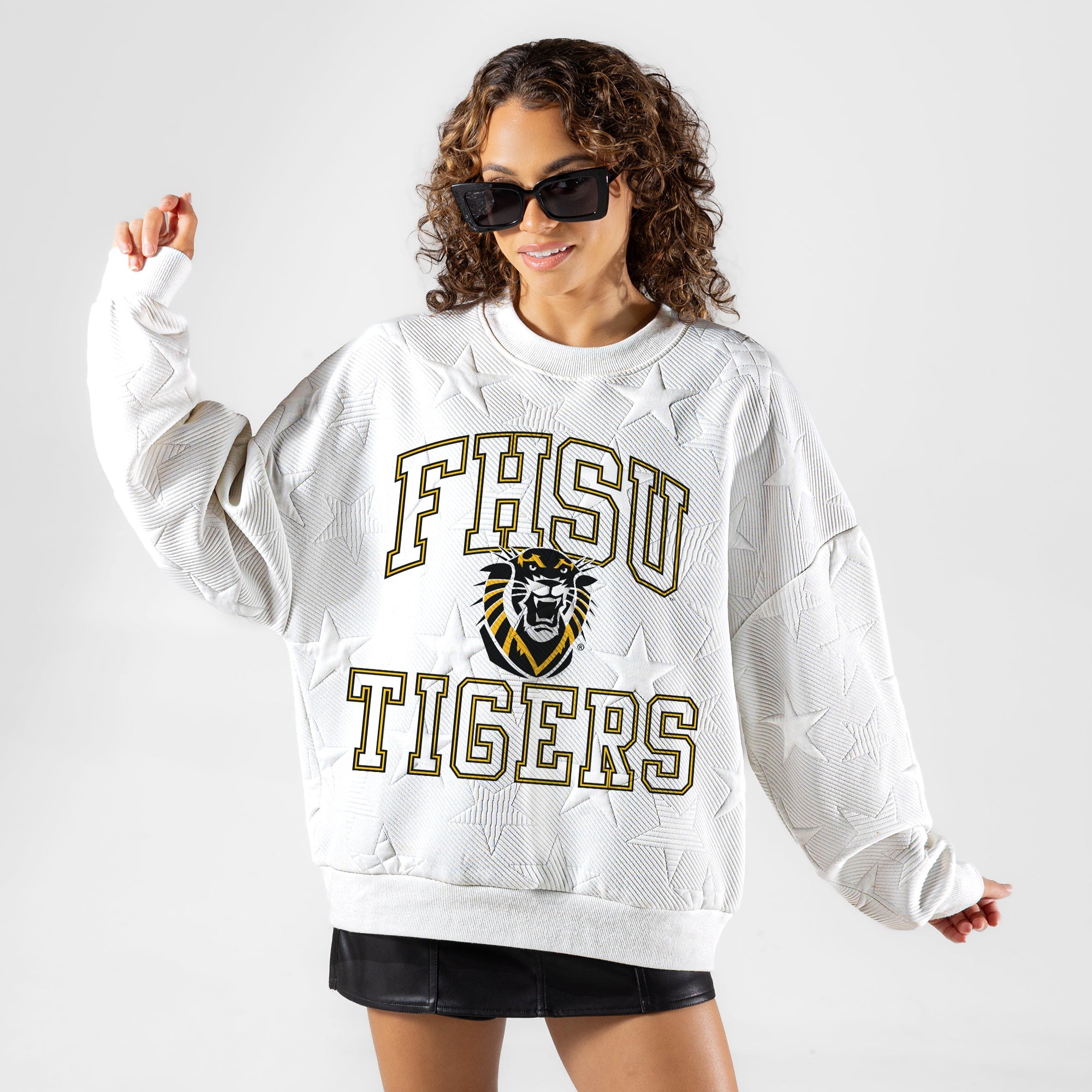 FORT HAYS STATE TIGERS BIG PLAY ENERGY EMBOSSED STAR CREWNECK