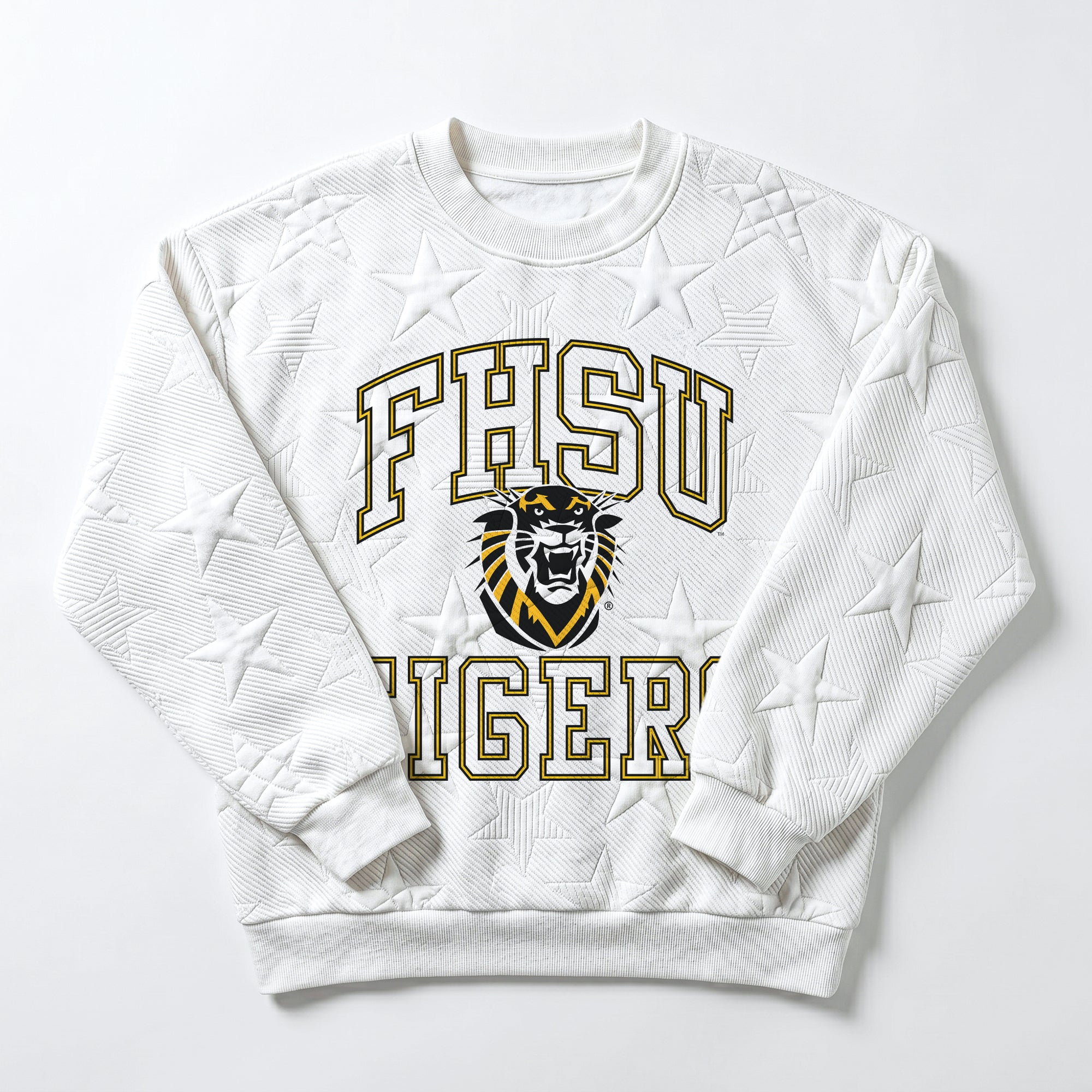 FORT HAYS STATE TIGERS BIG PLAY ENERGY EMBOSSED STAR CREWNECK