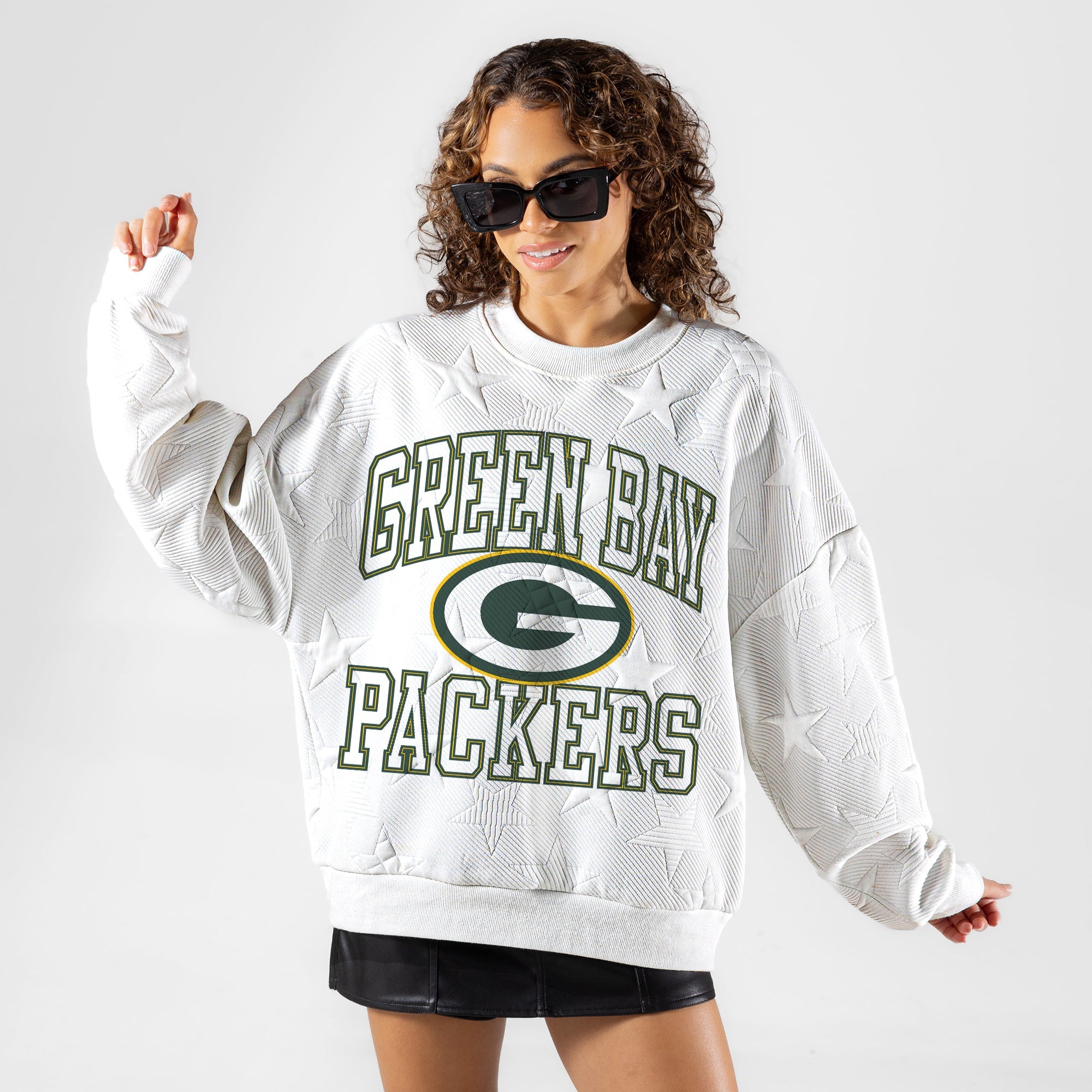 GREEN BAY PACKERS BIG PLAY ENERGY EMBOSSED STAR CREWNECK