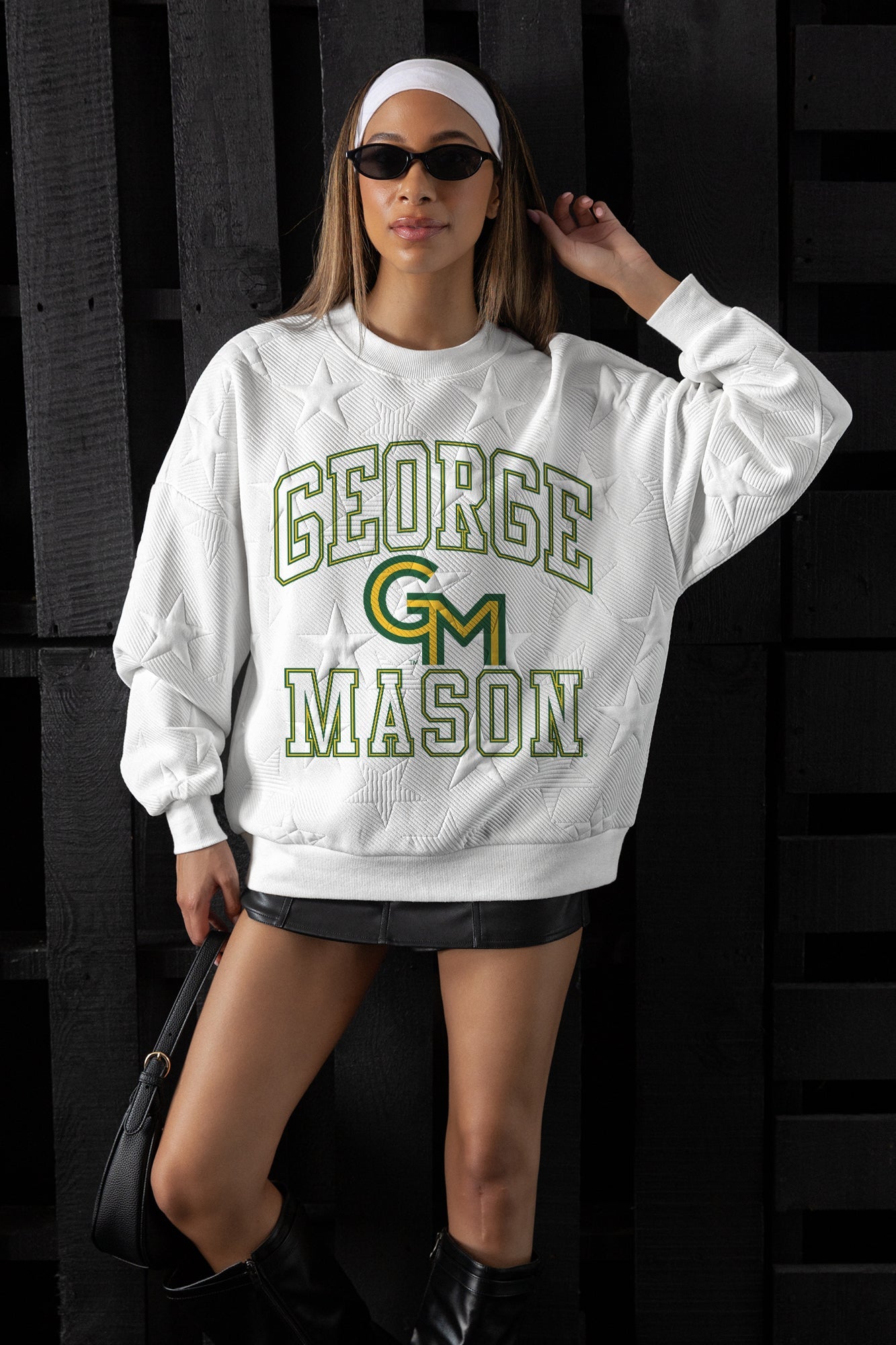 GEORGE MASON PATRIOTS BIG PLAY ENERGY EMBOSSED STAR CREWNECK