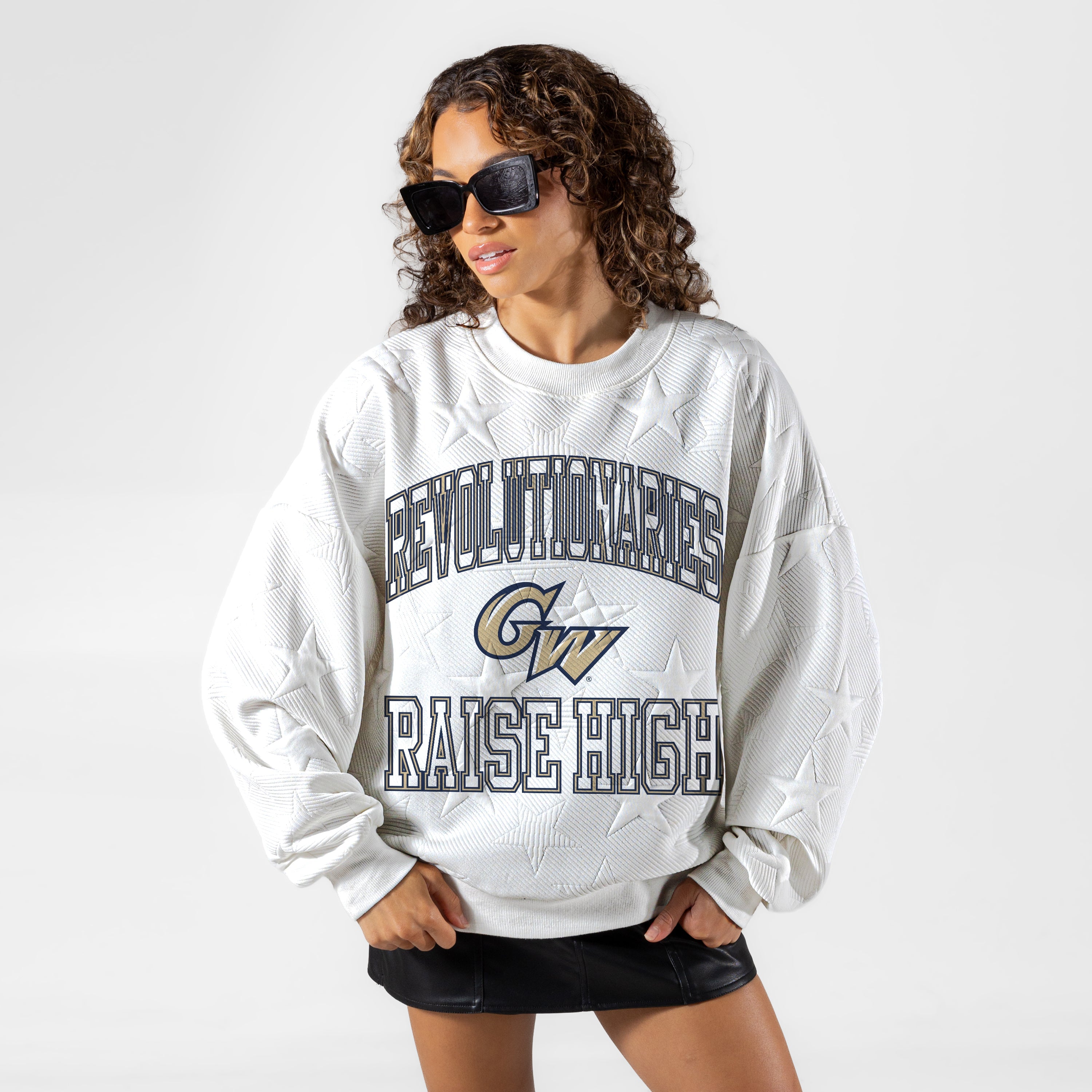 GEORGE WASHINGTON REVOLUTIONARIES BIG PLAY ENERGY EMBOSSED STAR CREWNECK
