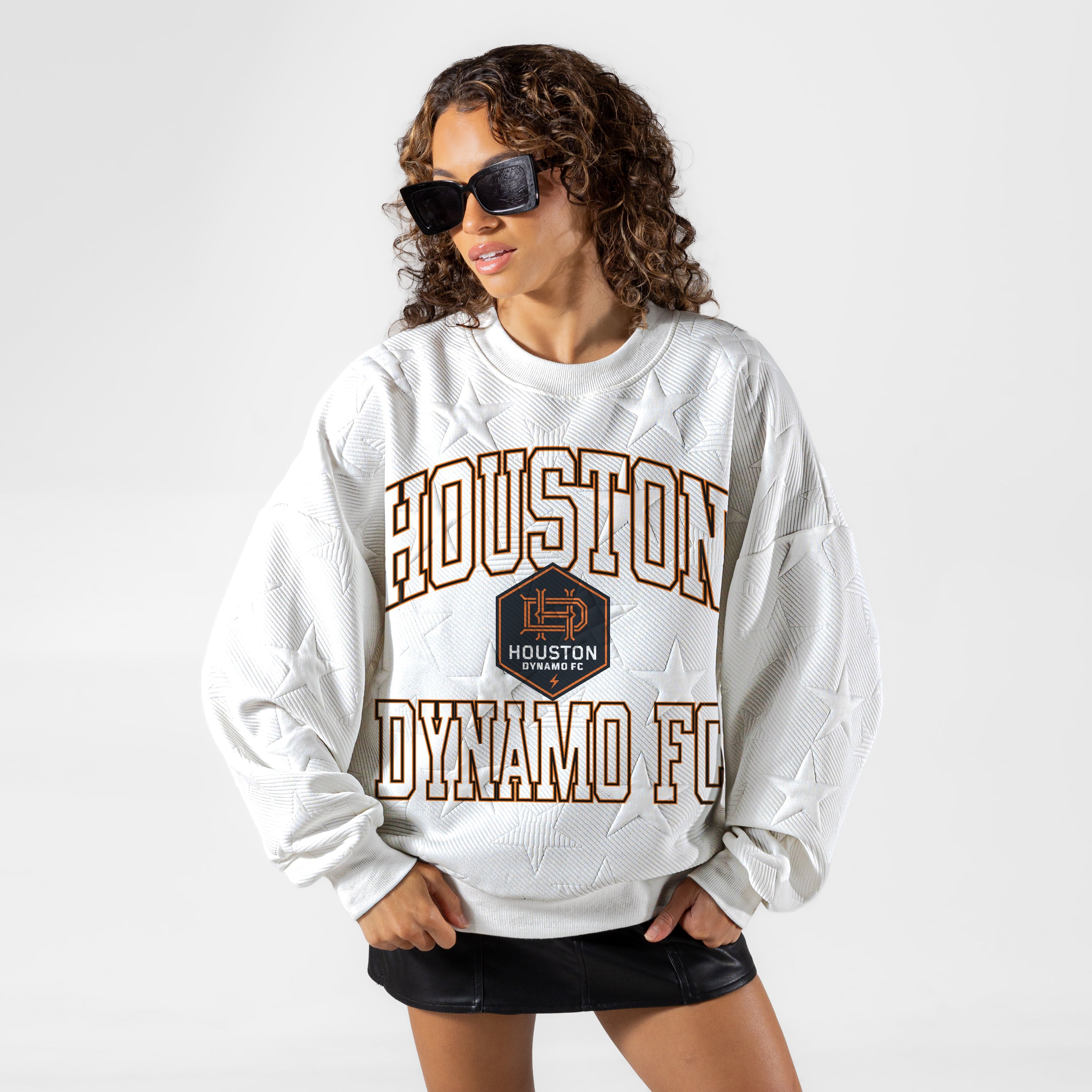 HOUSTON DYNAMO BIG PLAY ENERGY EMBOSSED STAR CREWNECK