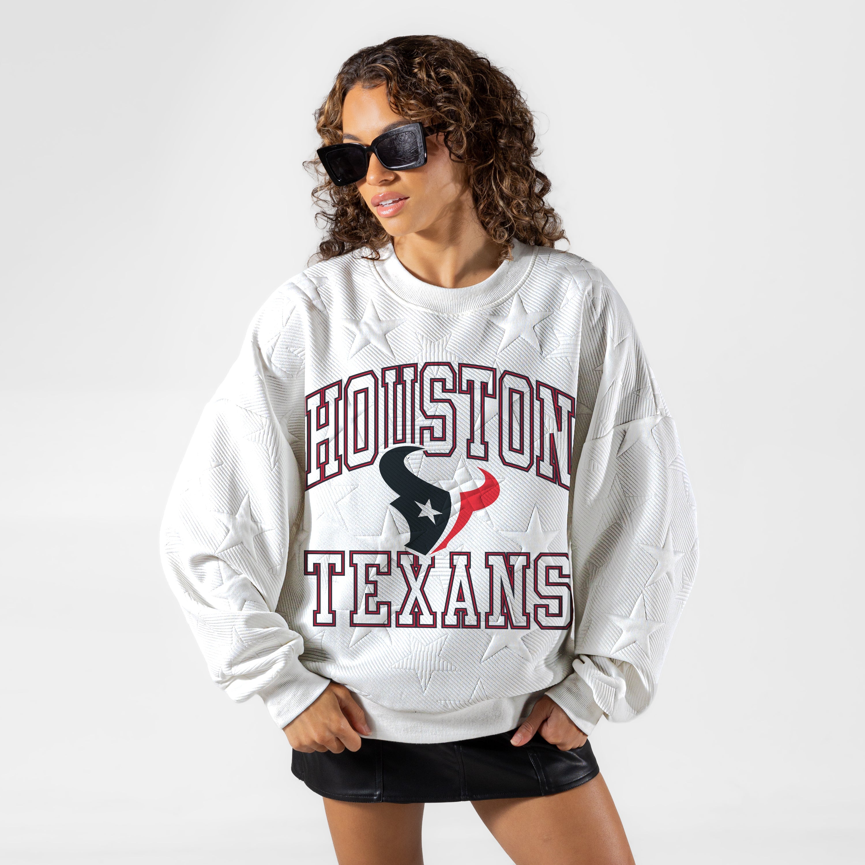 HOUSTON TEXANS BIG PLAY ENERGY EMBOSSED STAR CREWNECK