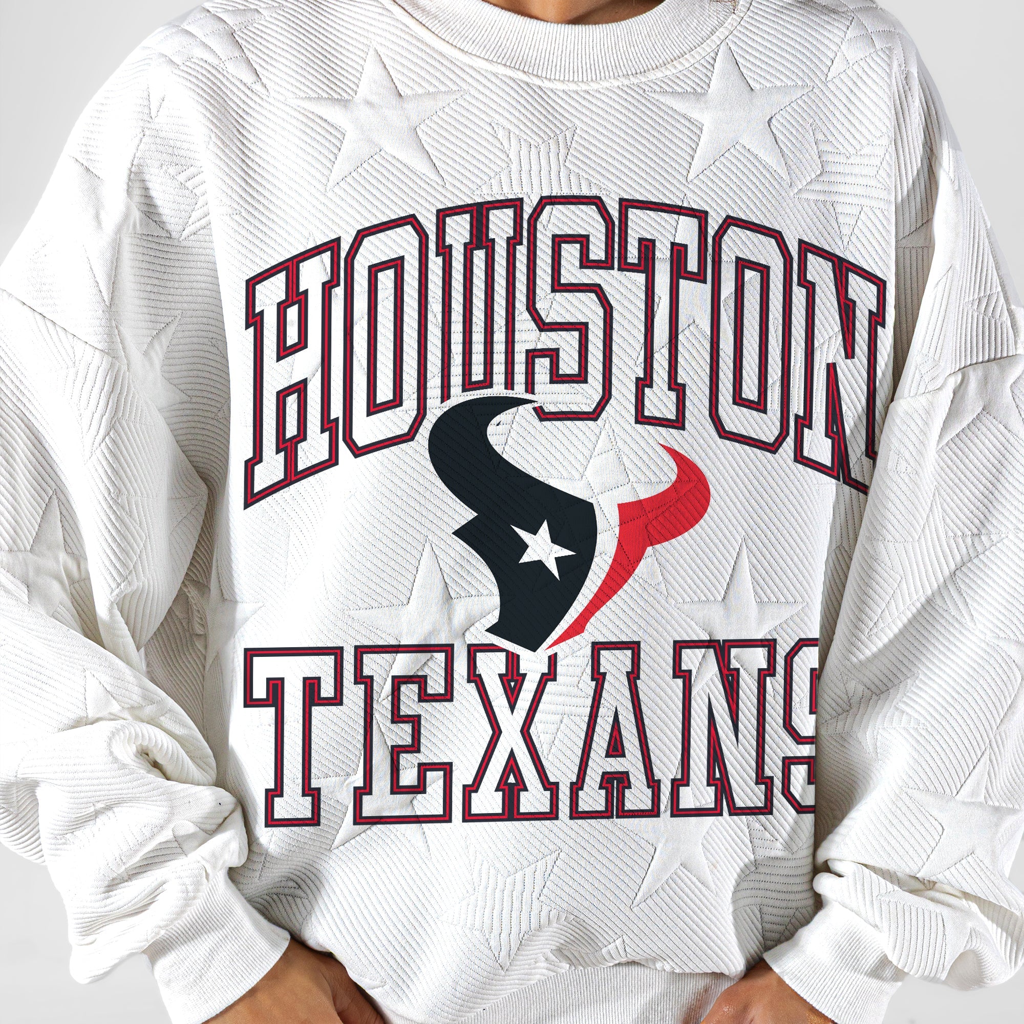 HOUSTON TEXANS BIG PLAY ENERGY EMBOSSED STAR CREWNECK