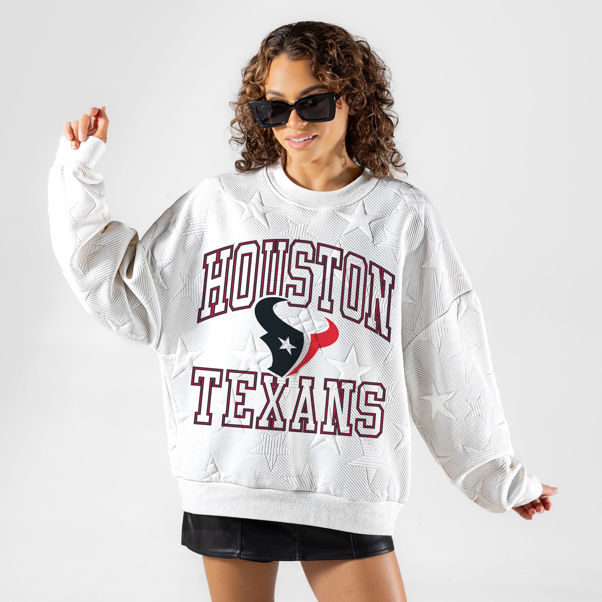 HOUSTON TEXANS BIG PLAY ENERGY EMBOSSED STAR CREWNECK