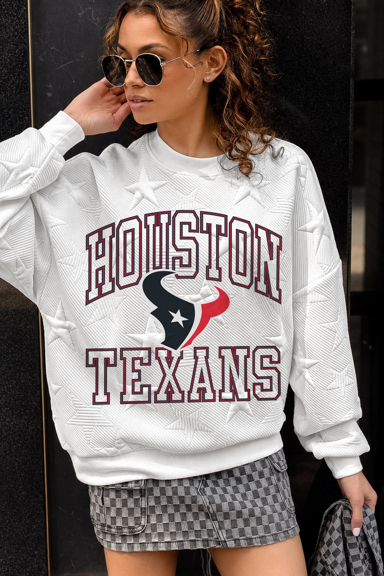 HOUSTON TEXANS BIG PLAY ENERGY EMBOSSED STAR CREWNECK
