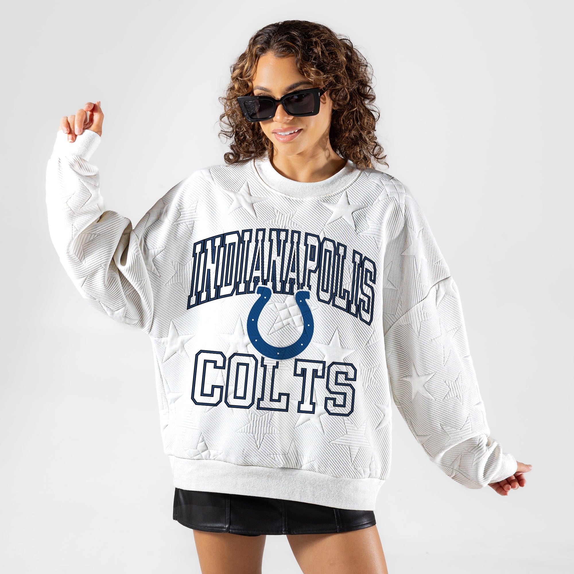 INDIANAPOLIS COLTS BIG PLAY ENERGY EMBOSSED STAR CREWNECK