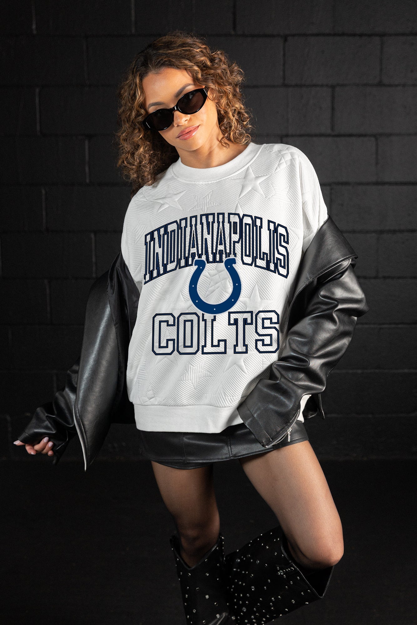 INDIANAPOLIS COLTS BIG PLAY ENERGY EMBOSSED STAR CREWNECK