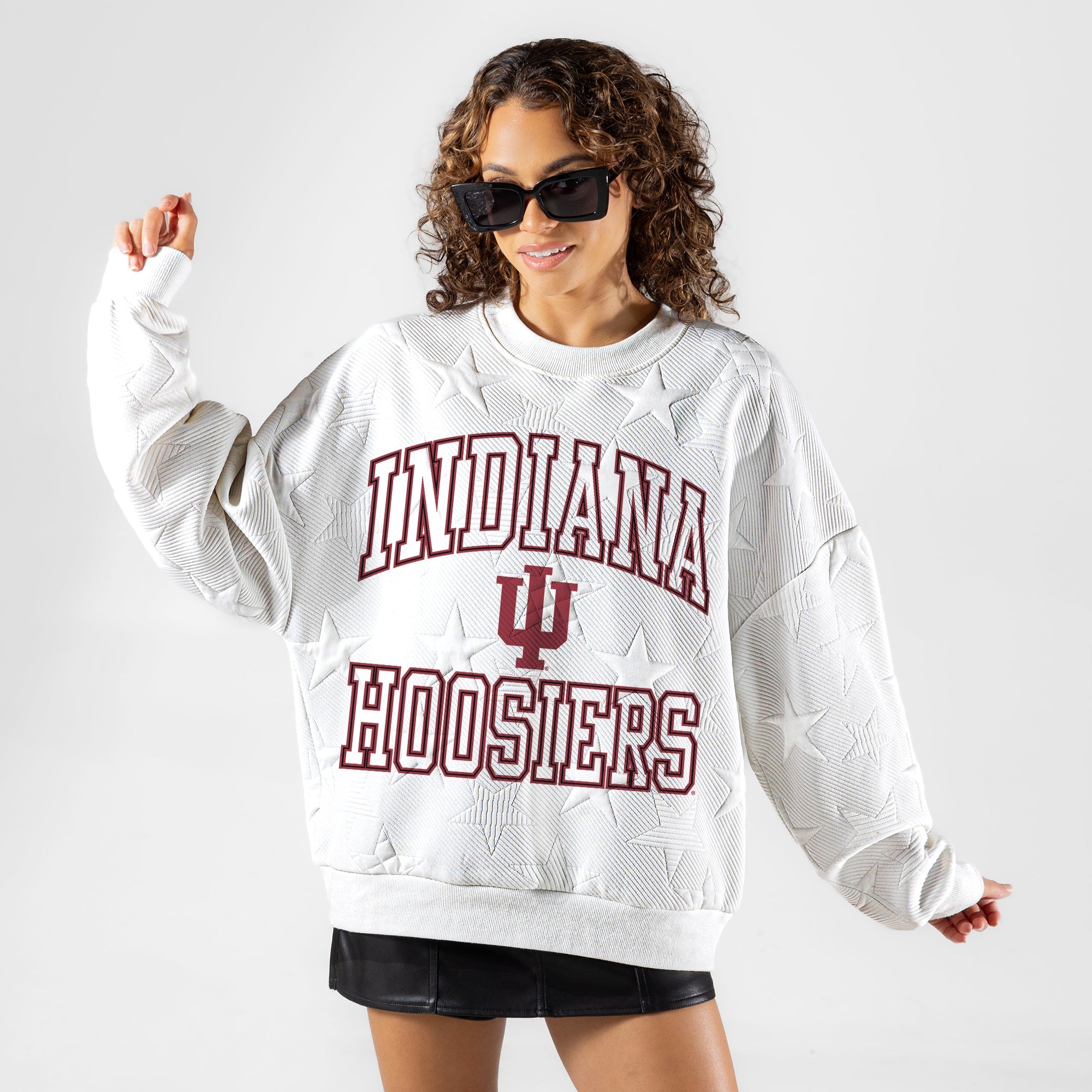 INDIANA HOOSIERS BIG PLAY ENERGY EMBOSSED STAR CREWNECK