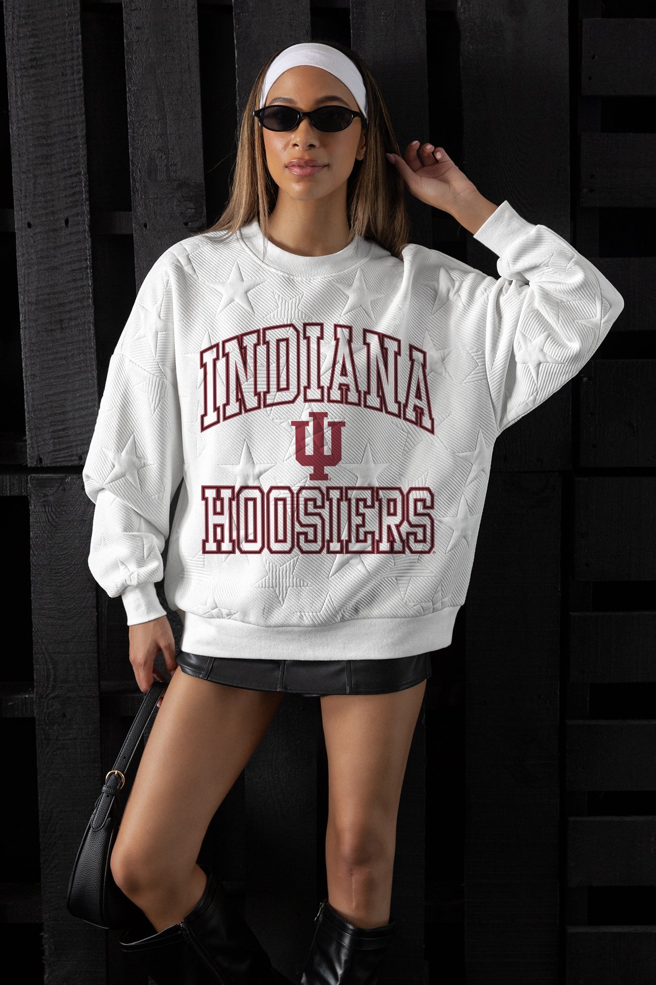 INDIANA HOOSIERS BIG PLAY ENERGY EMBOSSED STAR CREWNECK