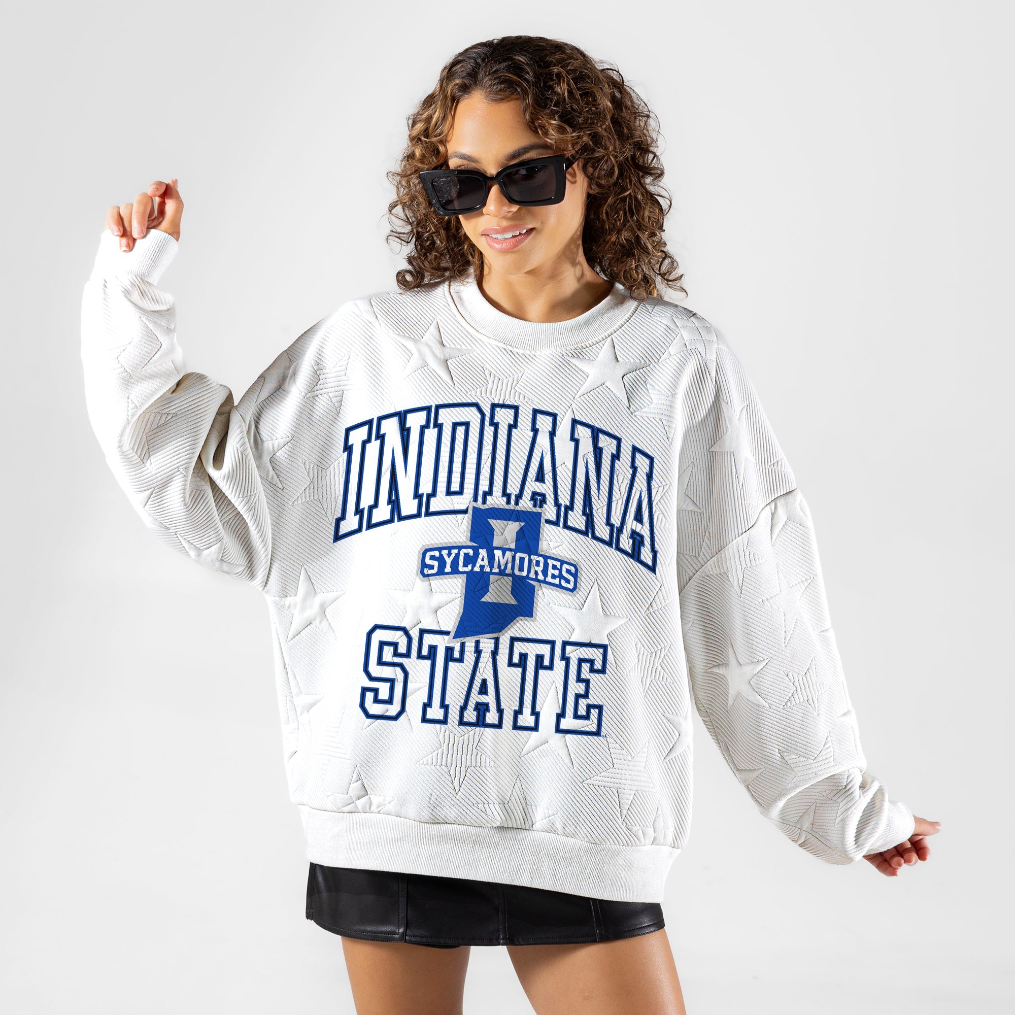 INDIANA STATE SYCAMORES BIG PLAY ENERGY EMBOSSED STAR CREWNECK