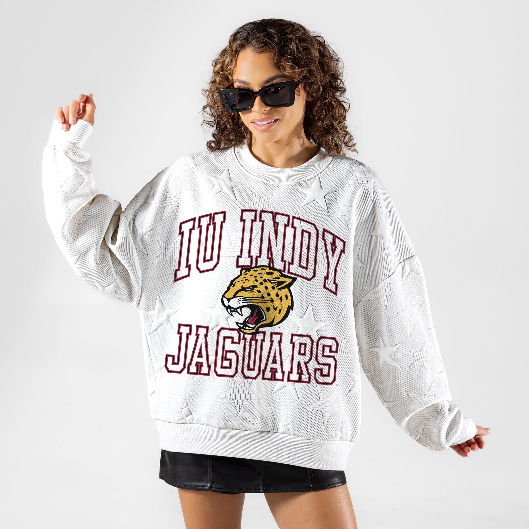 IU INDIANAPOLIS JAGUARS BIG PLAY ENERGY EMBOSSED STAR CREWNECK