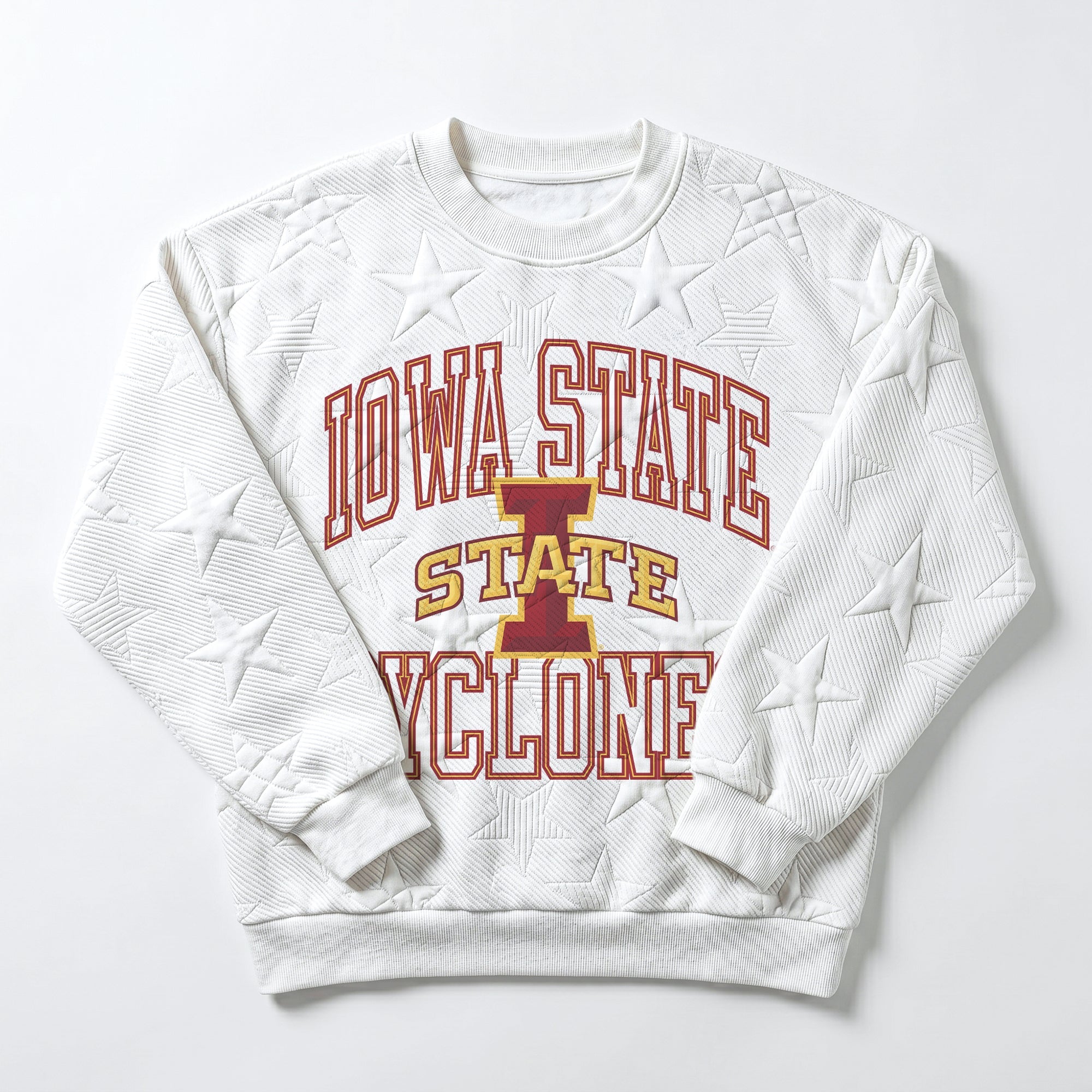 IOWA STATE CYCLONES BIG PLAY ENERGY EMBOSSED STAR CREWNECK
