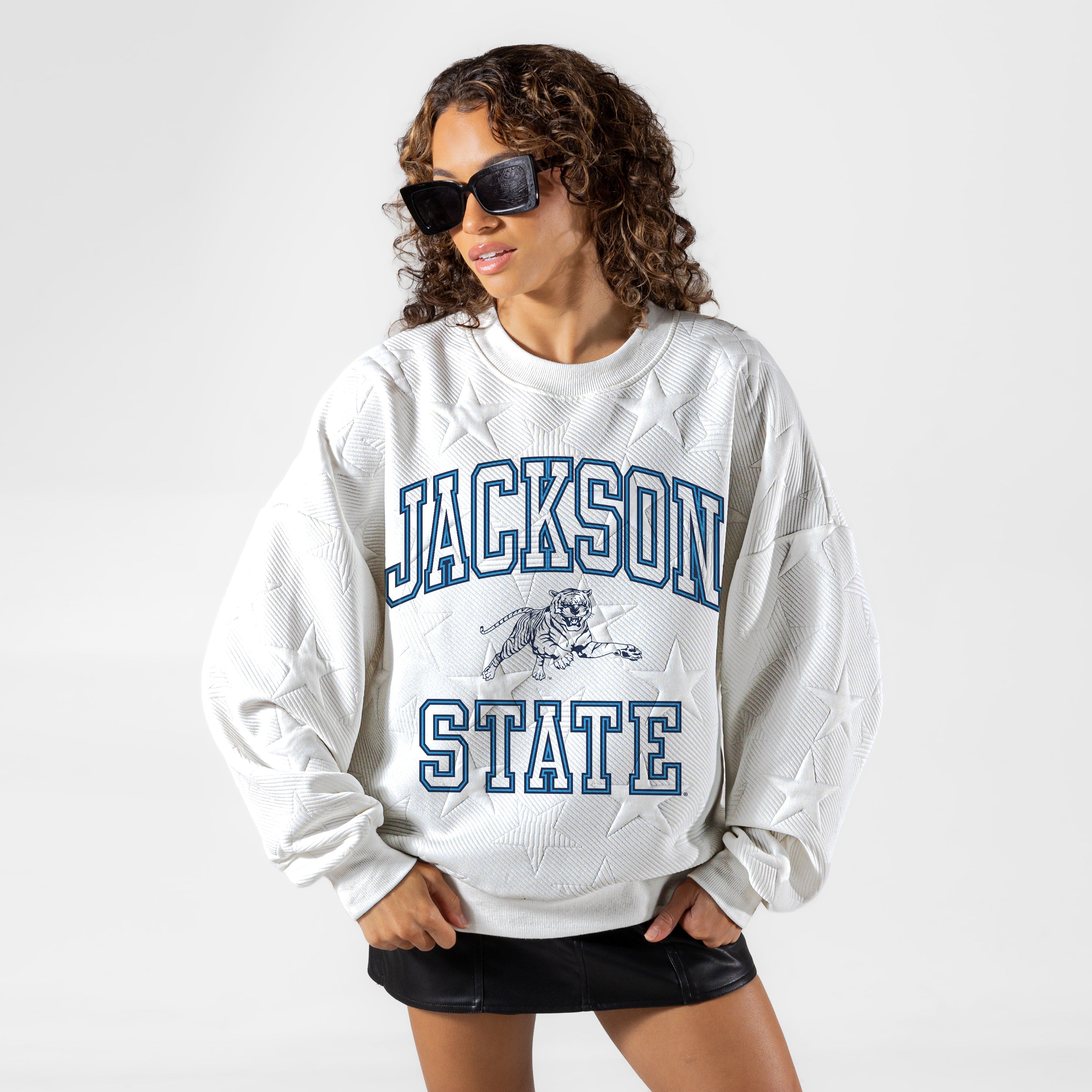 JACKSON STATE TIGERS BIG PLAY ENERGY EMBOSSED STAR CREWNECK