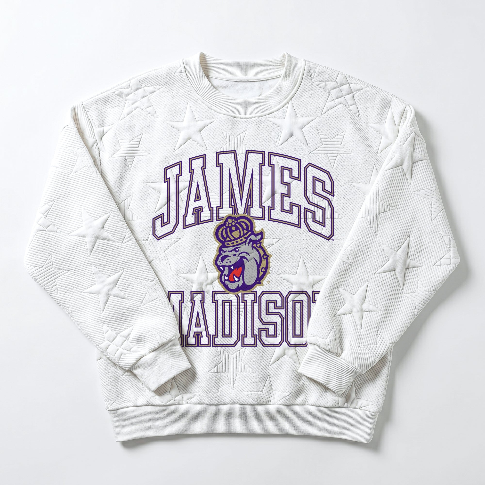 JAMES MADISON DUKES BIG PLAY ENERGY EMBOSSED STAR CREWNECK