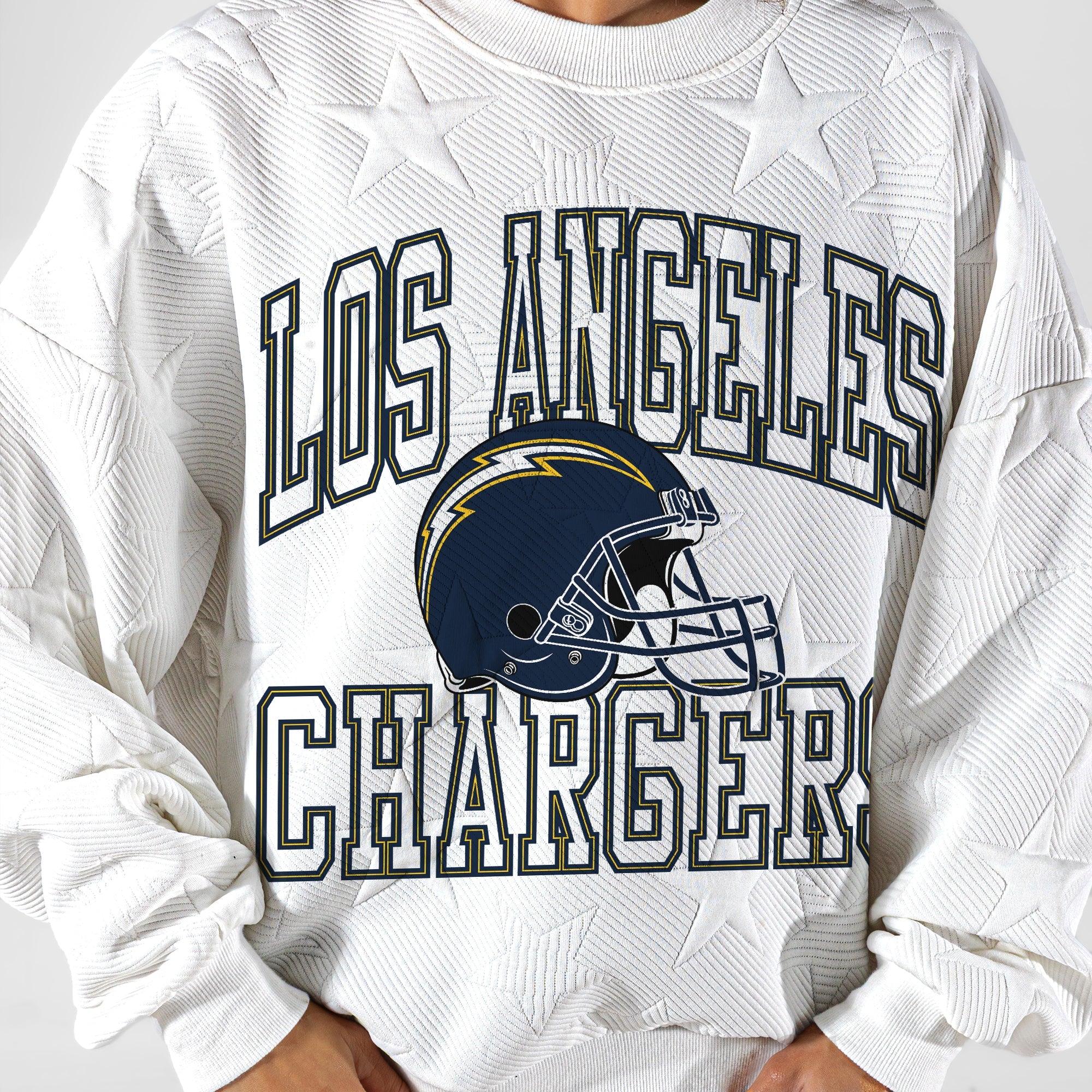 LOS ANGELES CHARGERS BIG PLAY ENERGY EMBOSSED STAR CREWNECK