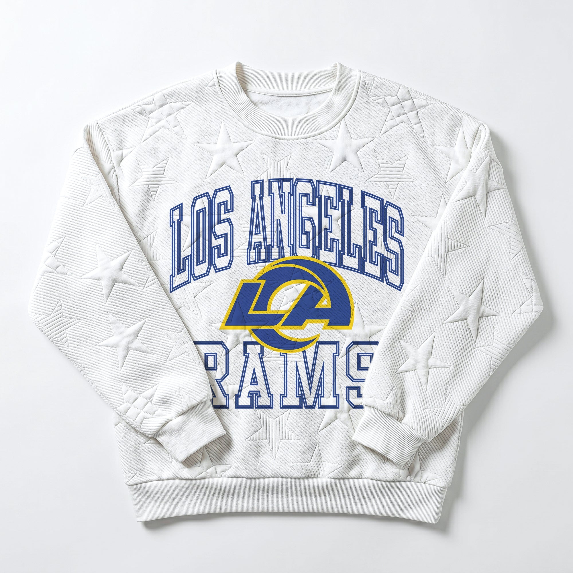 LOS ANGELES RAMS BIG PLAY ENERGY EMBOSSED STAR CREWNECK