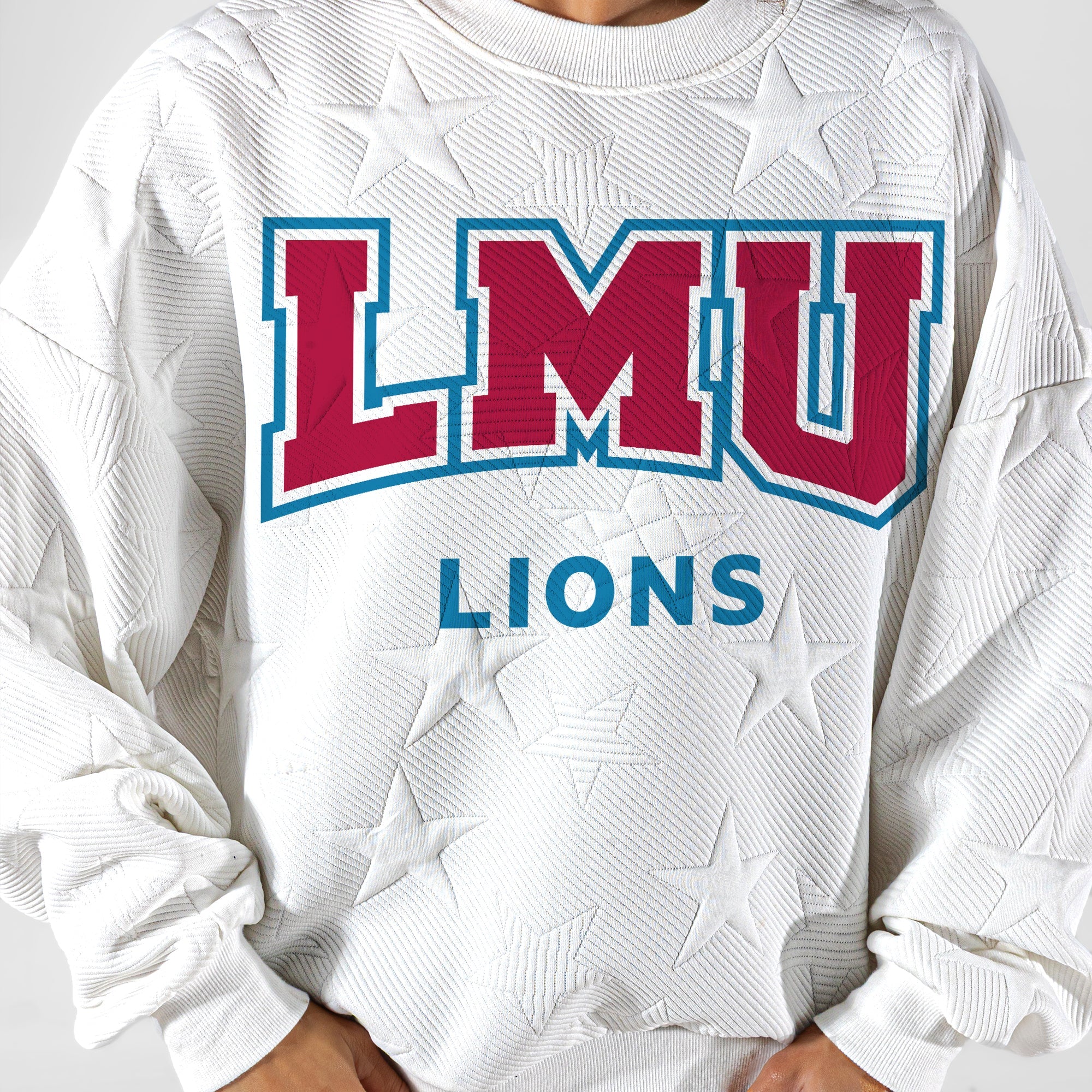 LOYOLA MARYMOUNT LIONS BIG PLAY ENERGY EMBOSSED STAR CREWNECK
