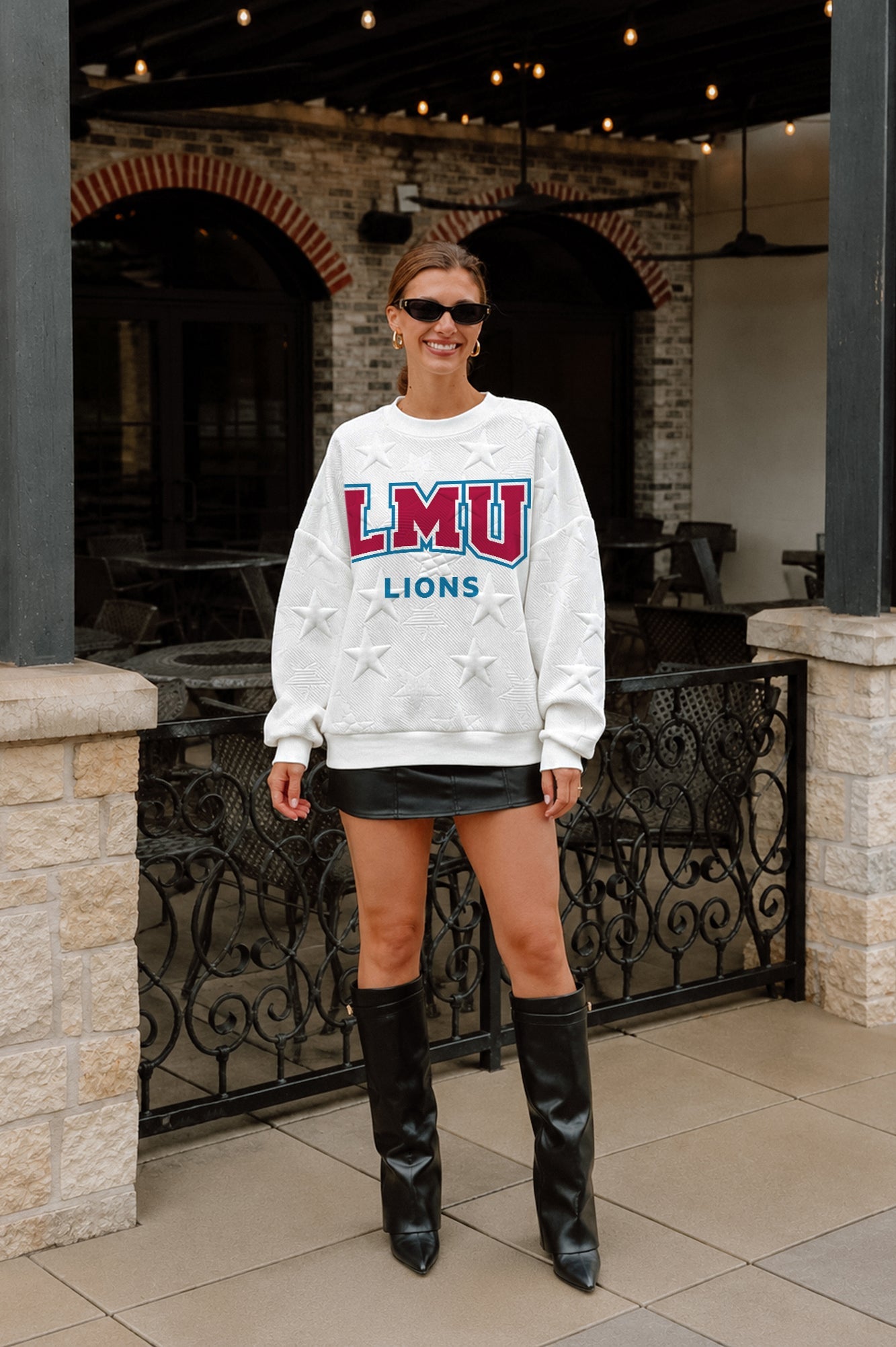 LOYOLA MARYMOUNT LIONS BIG PLAY ENERGY EMBOSSED STAR CREWNECK