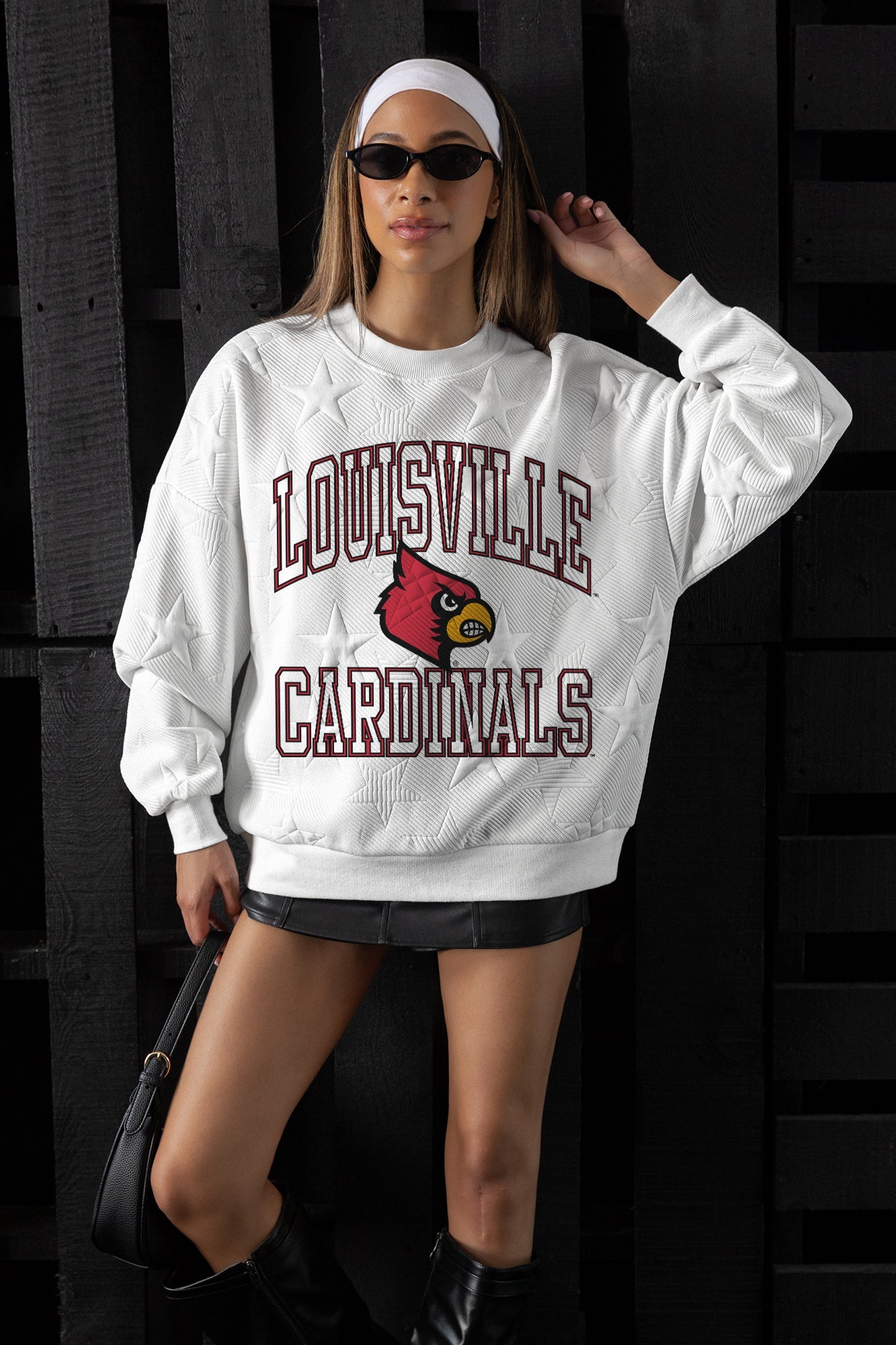 LOUISVILLE CARDINALS BIG PLAY ENERGY EMBOSSED STAR CREWNECK
