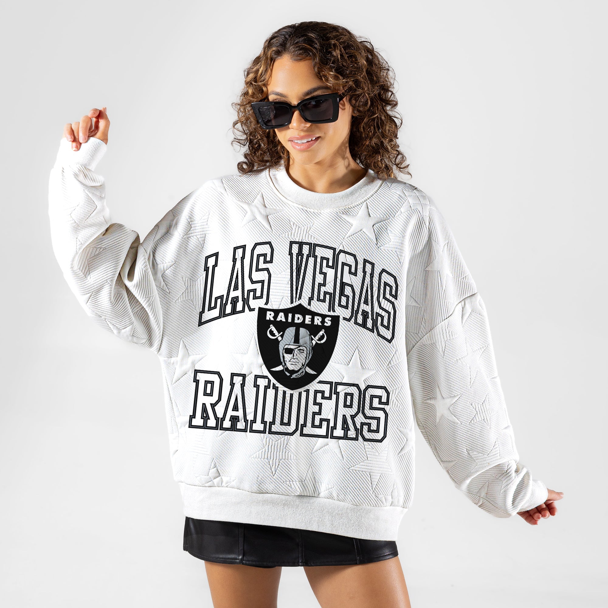 LAS VEGAS RAIDERS BIG PLAY ENERGY EMBOSSED STAR CREWNECK