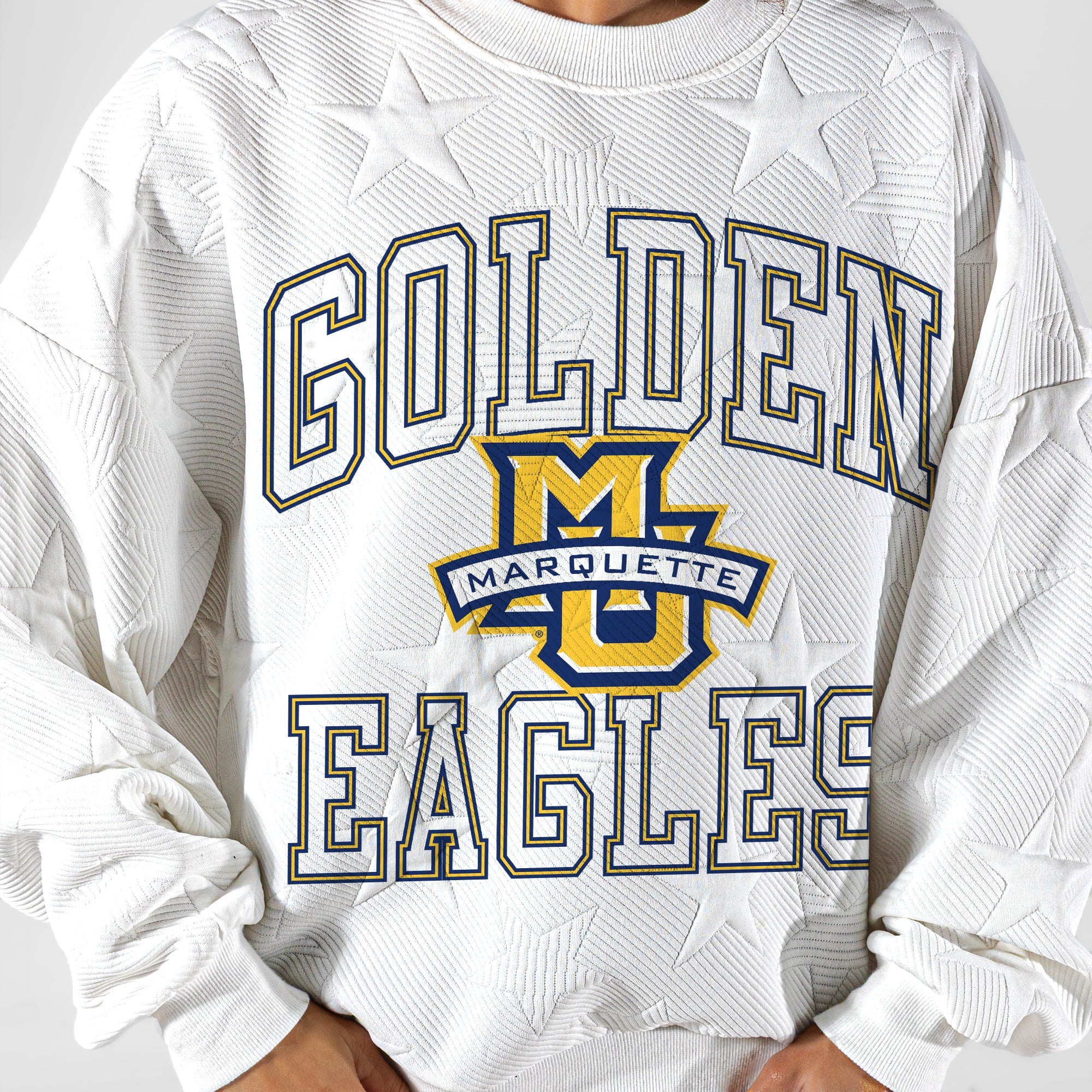 MARQUETTE GOLDEN EAGLES BIG PLAY ENERGY EMBOSSED STAR CREWNECK
