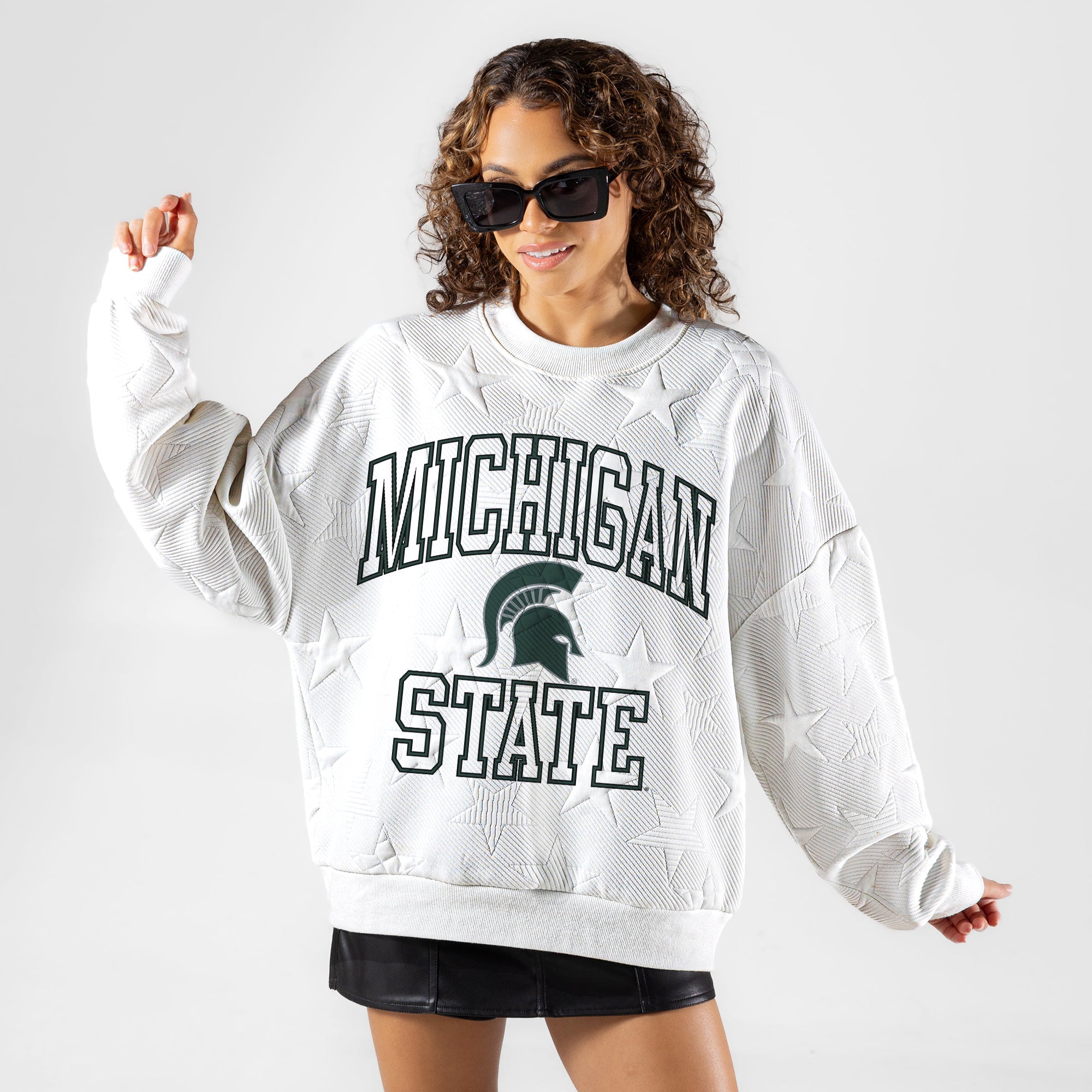 MICHIGAN STATE SPARTANS BIG PLAY ENERGY EMBOSSED STAR CREWNECK