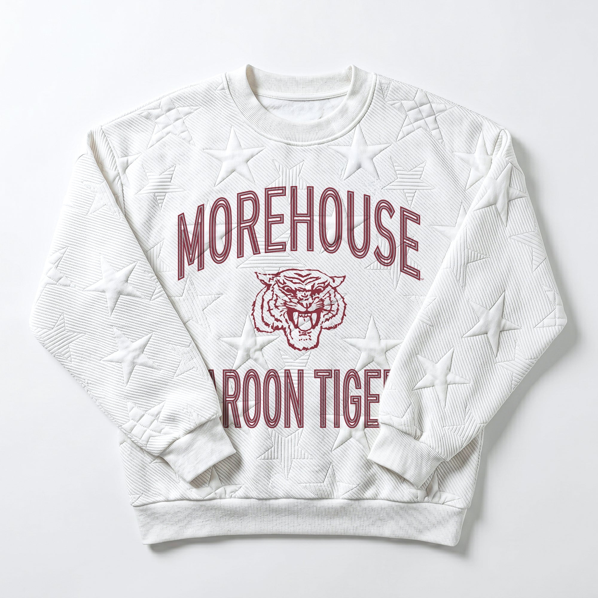 MOREHOUSE MAROON TIGERS BIG PLAY ENERGY EMBOSSED STAR CREWNECK