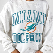 MIAMI DOLPHINS BIG PLAY ENERGY EMBOSSED STAR CREWNECK