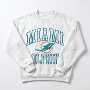 MIAMI DOLPHINS BIG PLAY ENERGY EMBOSSED STAR CREWNECK