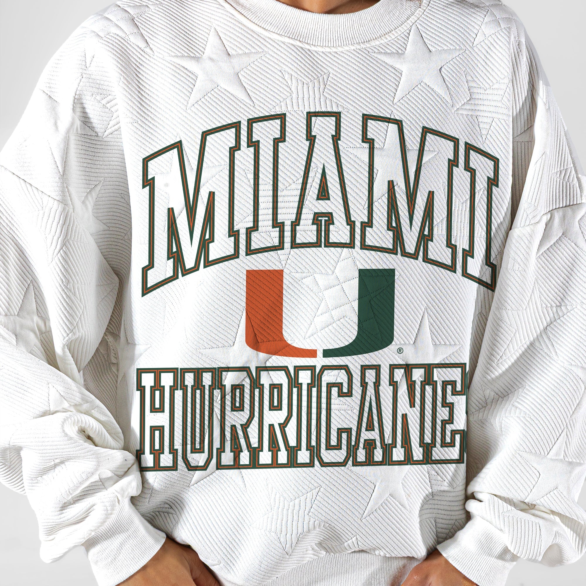MIAMI HURRICANES BIG PLAY ENERGY EMBOSSED STAR CREWNECK