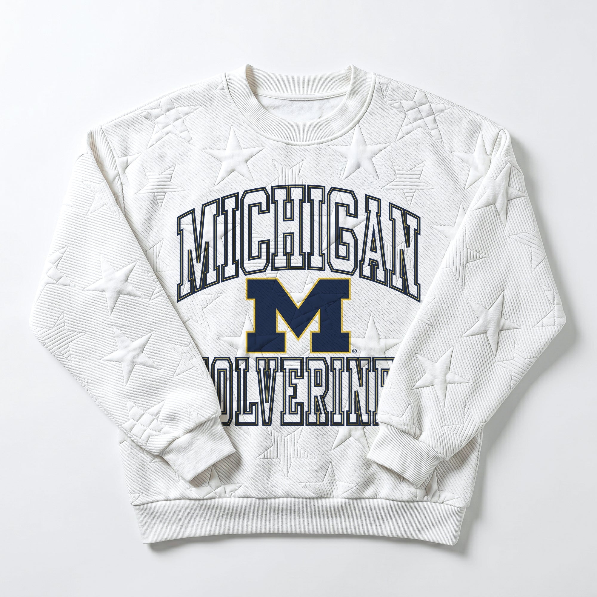 MICHIGAN WOLVERINES BIG PLAY ENERGY EMBOSSED STAR CREWNECK