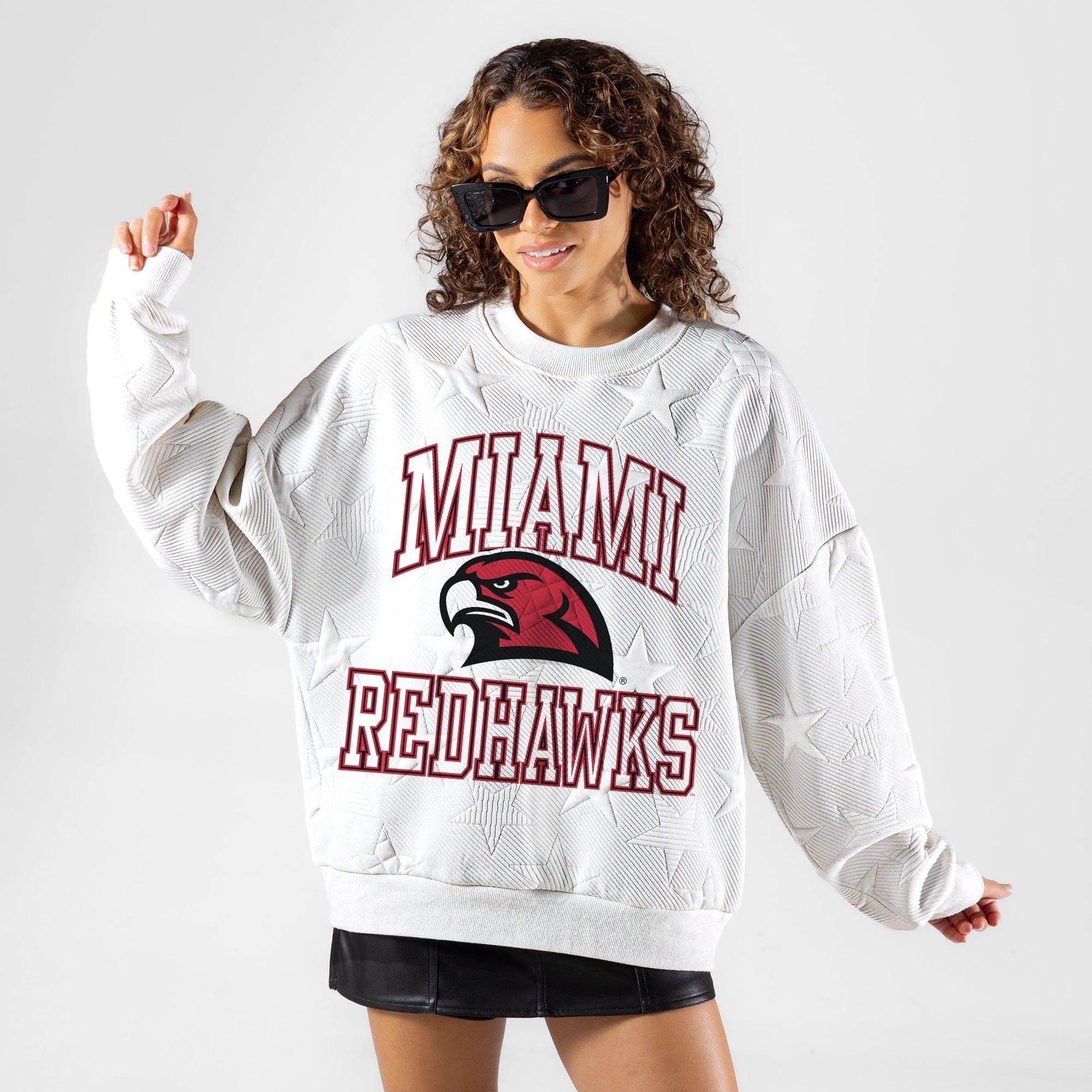 MIAMI OF OHIO REDHAWKS BIG PLAY ENERGY EMBOSSED STAR CREWNECK