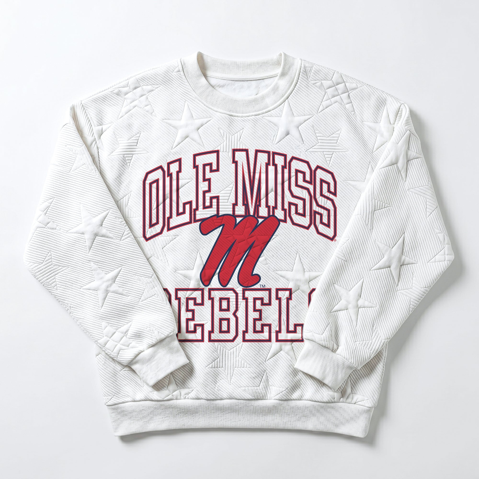 OLE MISS REBELS BIG PLAY ENERGY EMBOSSED STAR CREWNECK