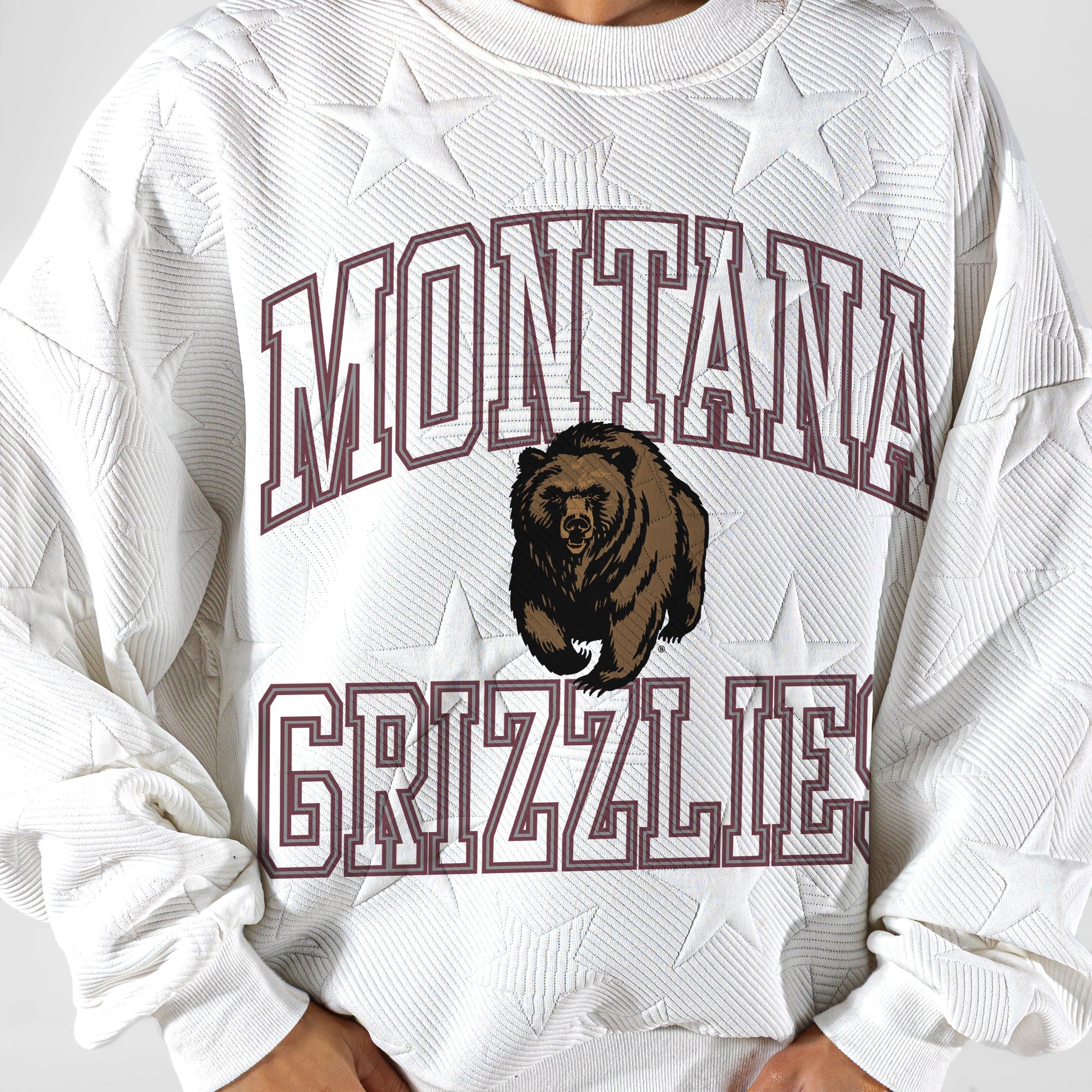 MONTANA GRIZZLIES BIG PLAY ENERGY EMBOSSED STAR CREWNECK