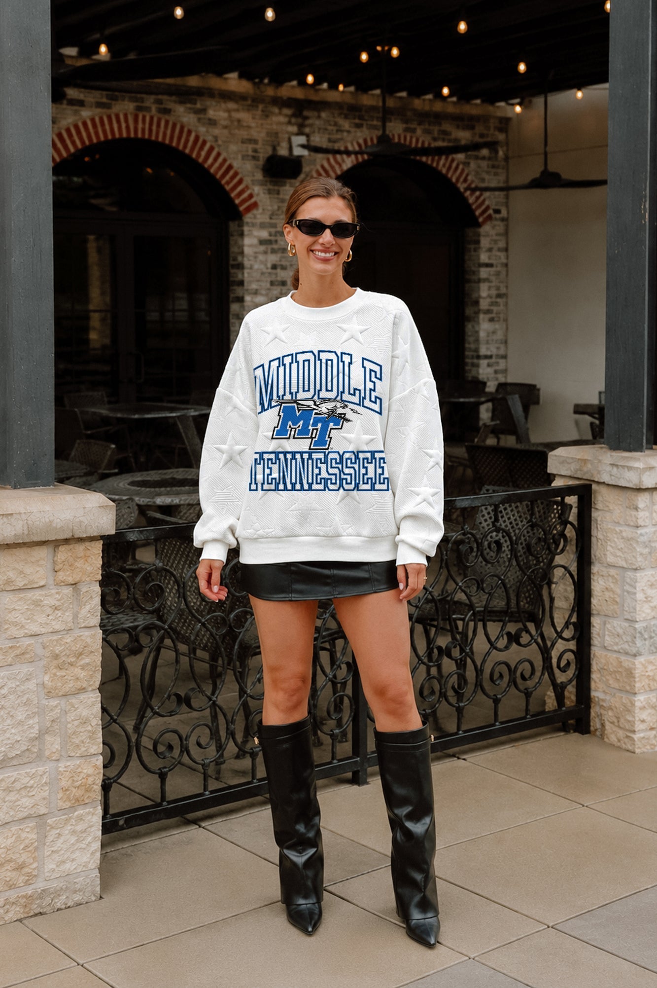 MIDDLE TENNESSEE STATE BLUE RAIDERS BIG PLAY ENERGY EMBOSSED STAR CREWNECK