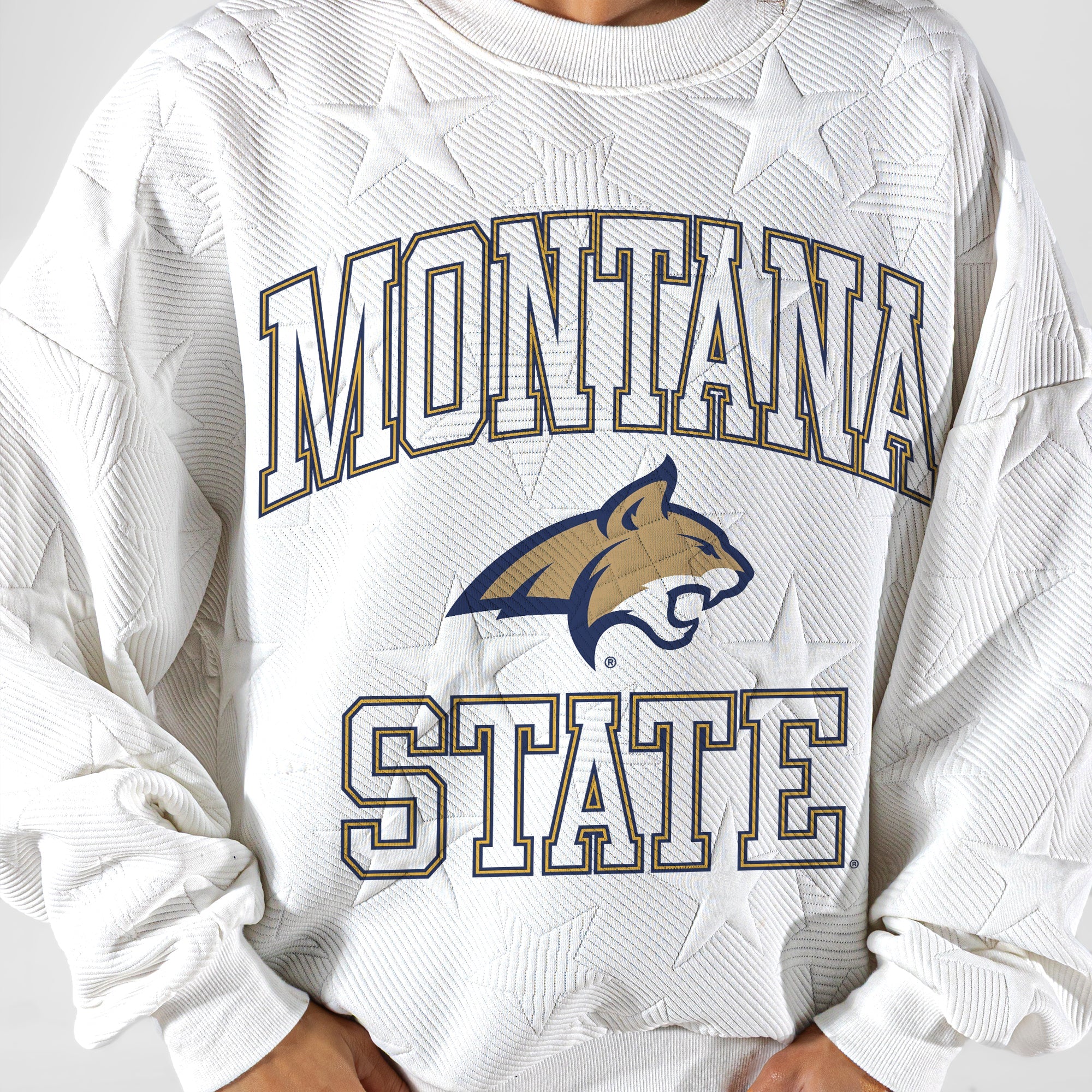 MONTANA STATE BOBCATS BIG PLAY ENERGY EMBOSSED STAR CREWNECK