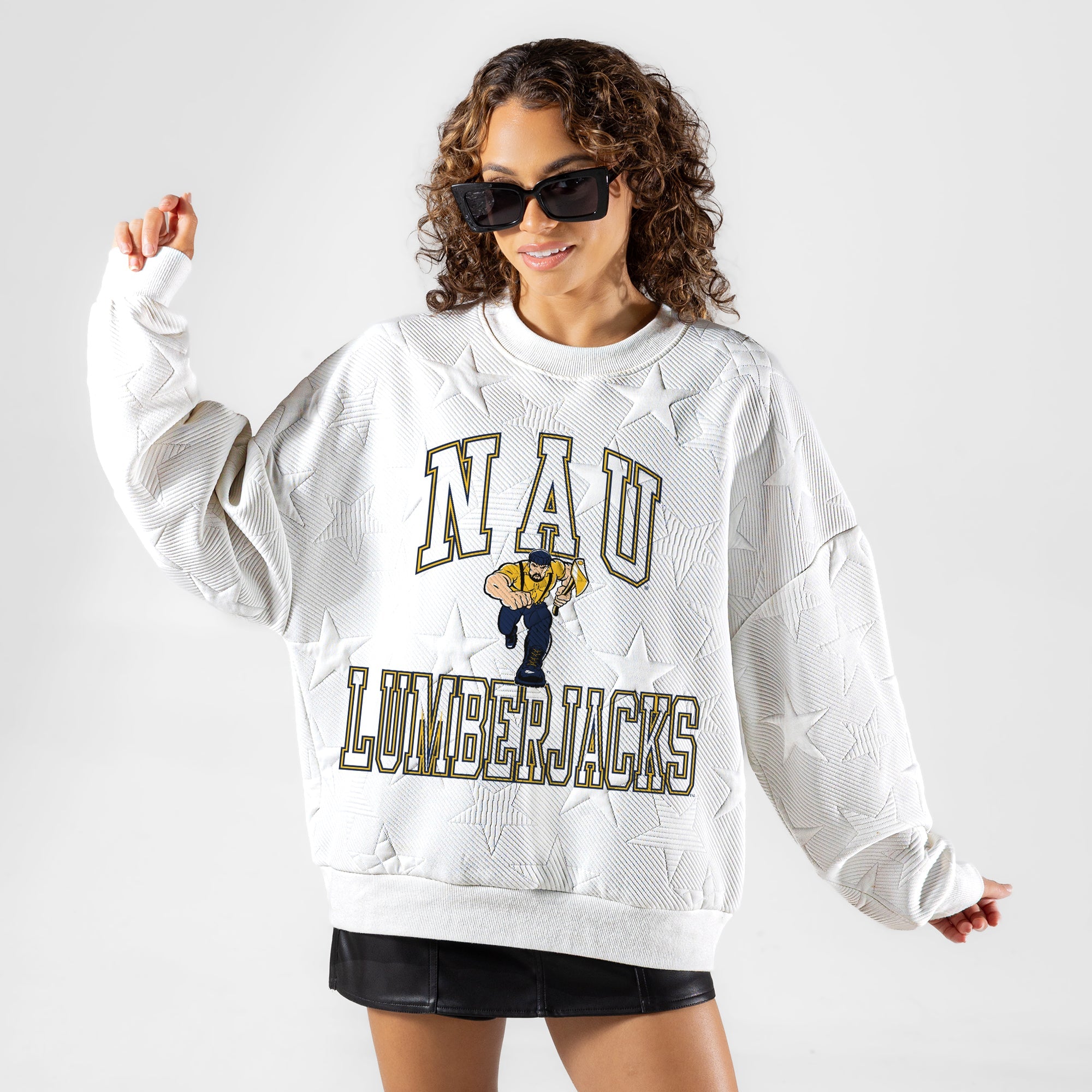 NORTHERN ARIZONA LUMBERJACKS BIG PLAY ENERGY EMBOSSED STAR CREWNECK
