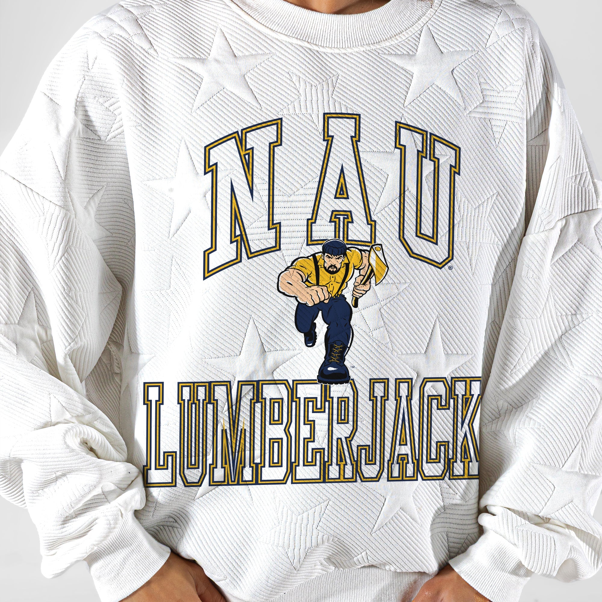 NORTHERN ARIZONA LUMBERJACKS BIG PLAY ENERGY EMBOSSED STAR CREWNECK