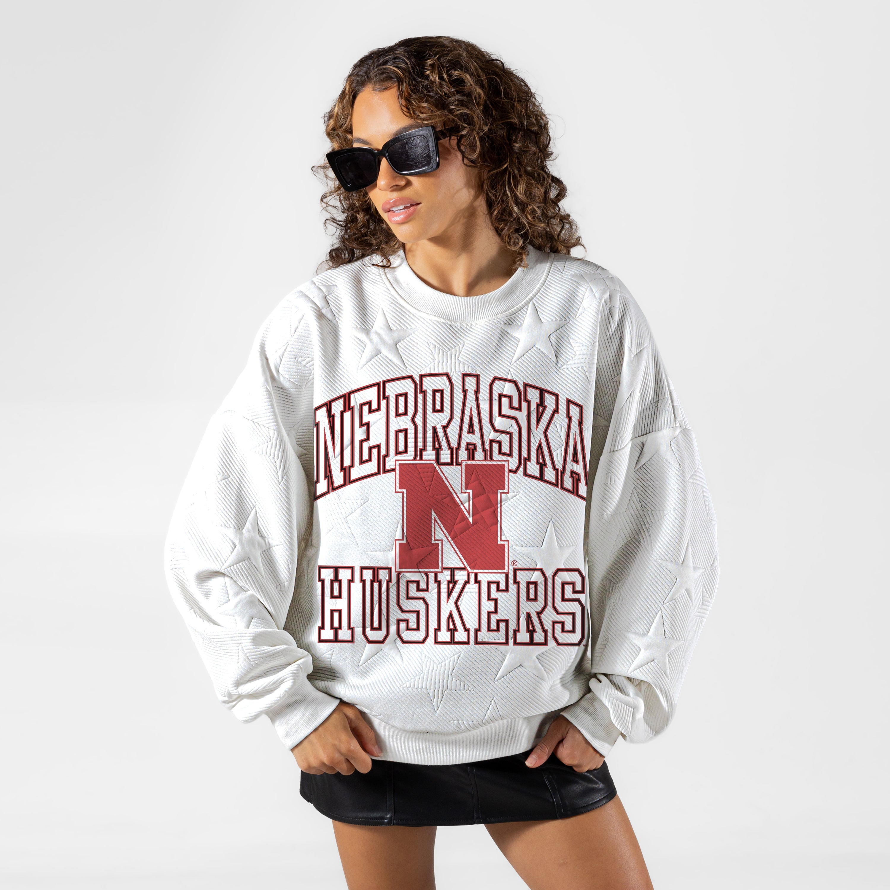 NEBRASKA CORNHUSKERS BIG PLAY ENERGY EMBOSSED STAR CREWNECK