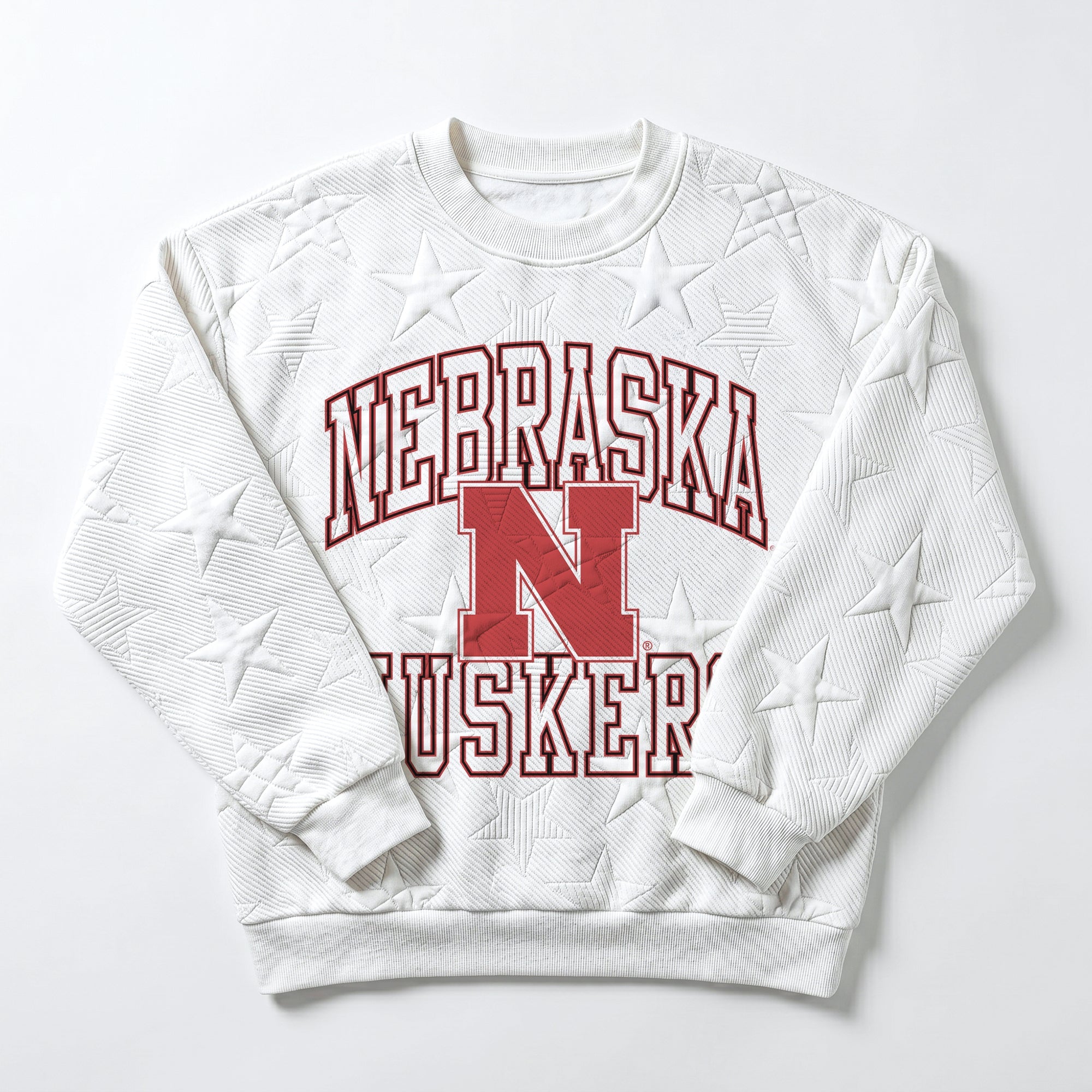 NEBRASKA CORNHUSKERS BIG PLAY ENERGY EMBOSSED STAR CREWNECK