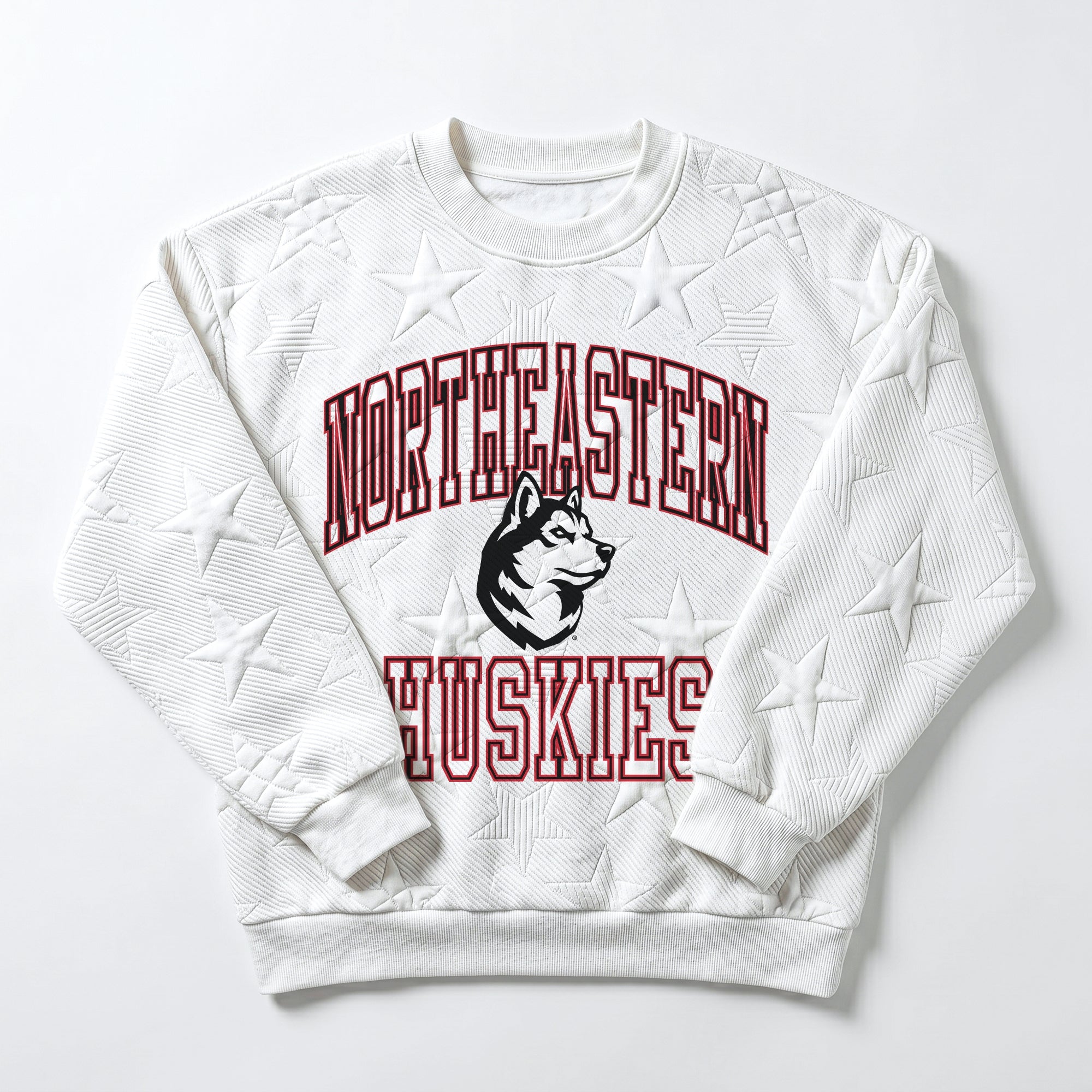NORTHEASTERN HUSKIES BIG PLAY ENERGY EMBOSSED STAR CREWNECK