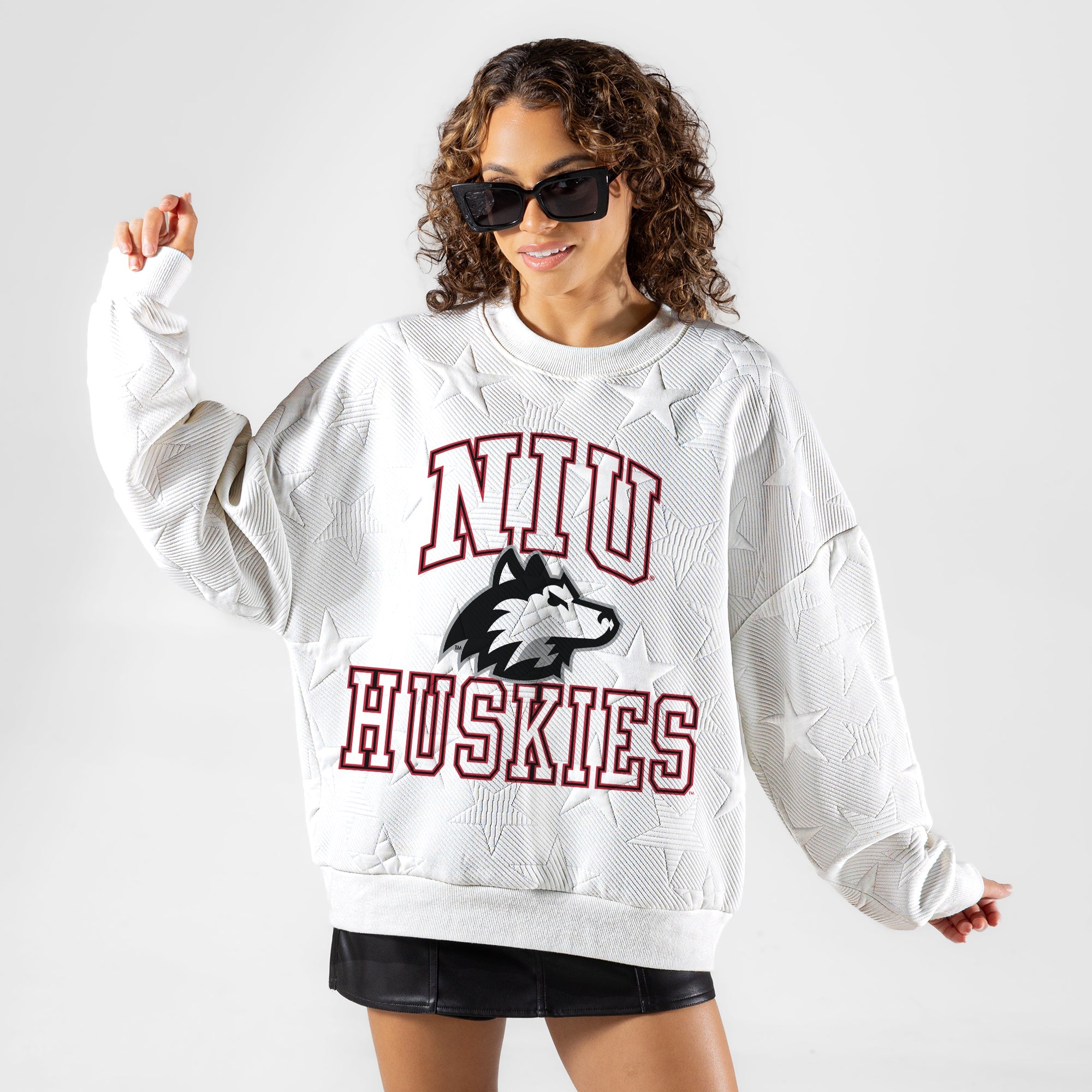 NORTHERN ILLINOIS HUSKIES BIG PLAY ENERGY EMBOSSED STAR CREWNECK