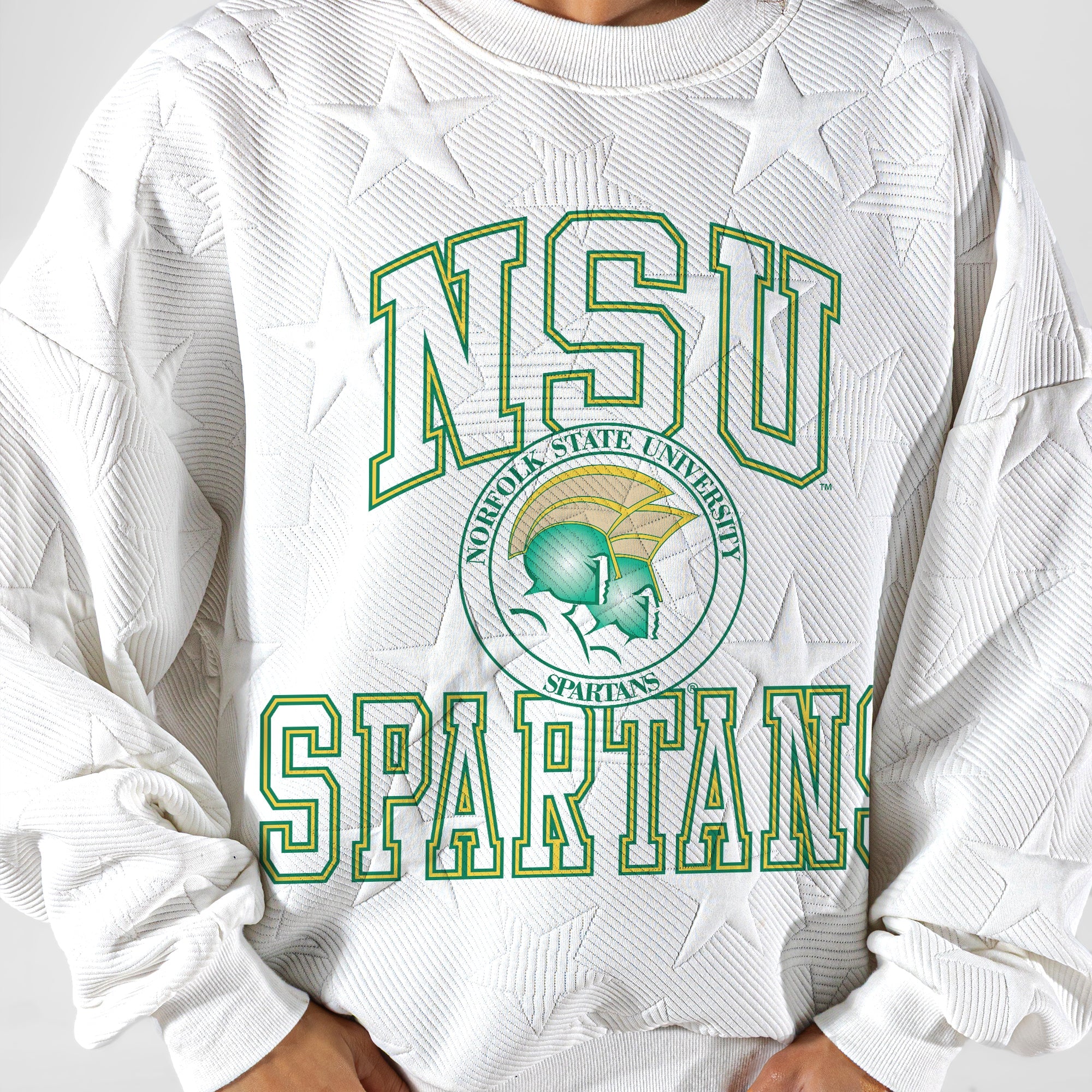 NORFOLK STATE SPARTANS BIG PLAY ENERGY EMBOSSED STAR CREWNECK