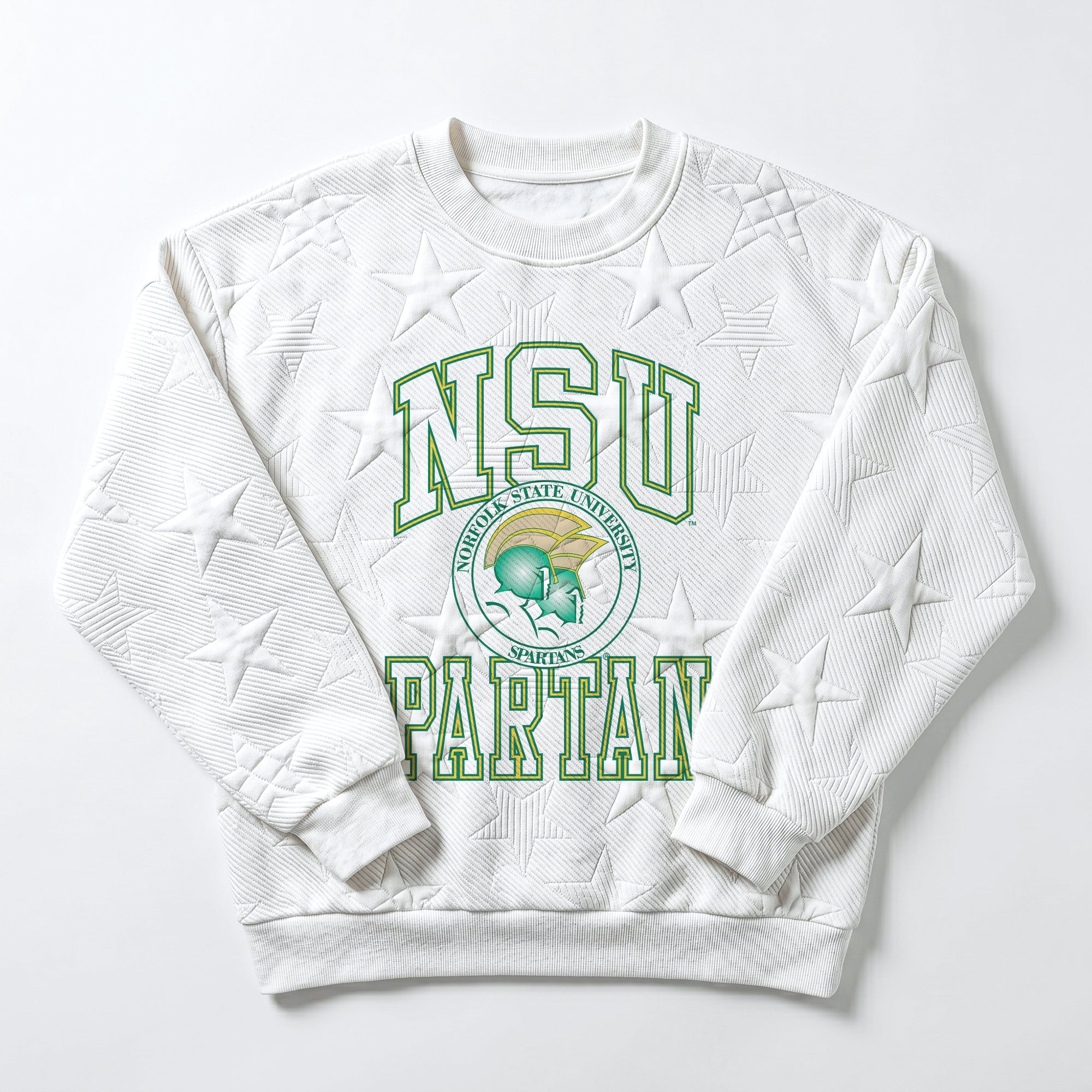 NORFOLK STATE SPARTANS BIG PLAY ENERGY EMBOSSED STAR CREWNECK