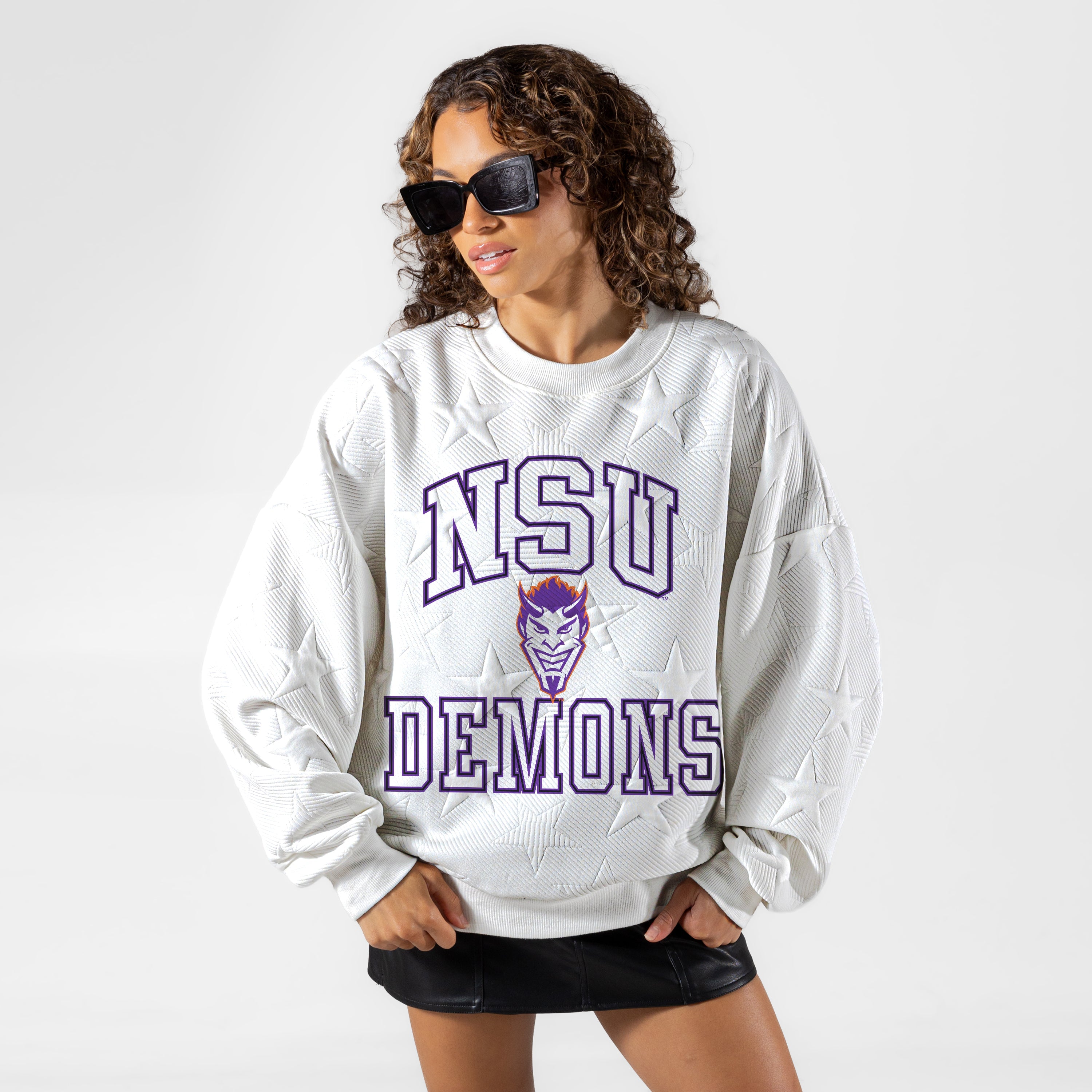 NORTHWESTERN STATE DEMONS BIG PLAY ENERGY EMBOSSED STAR CREWNECK