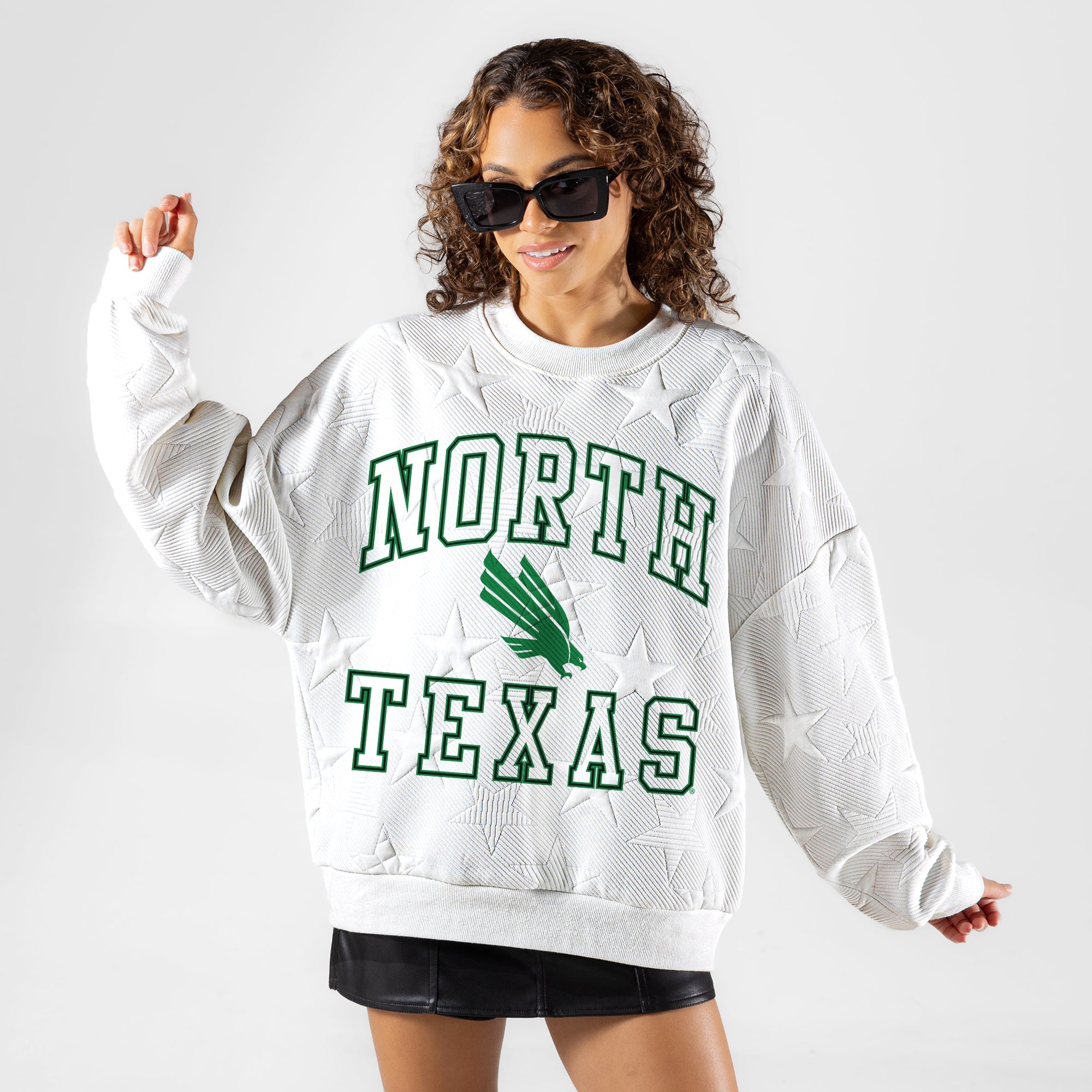 NORTH TEXAS MEAN GREEN BIG PLAY ENERGY EMBOSSED STAR CREWNECK