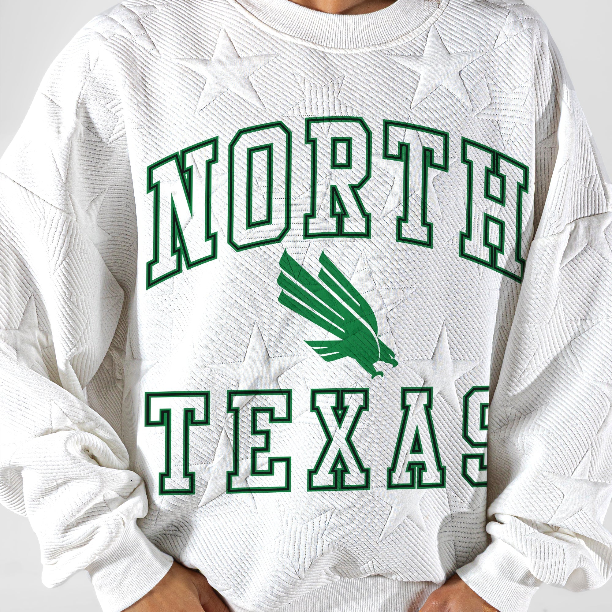 NORTH TEXAS MEAN GREEN BIG PLAY ENERGY EMBOSSED STAR CREWNECK